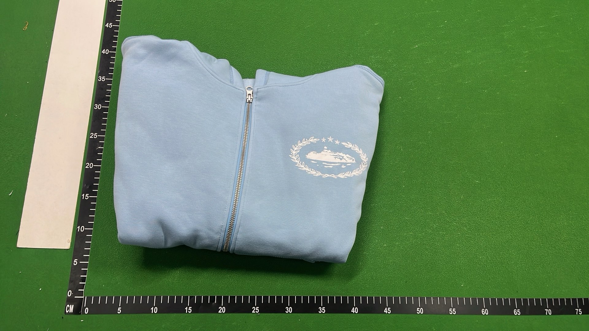 Light Blue Zip-Up Hoodie with Front Pocket