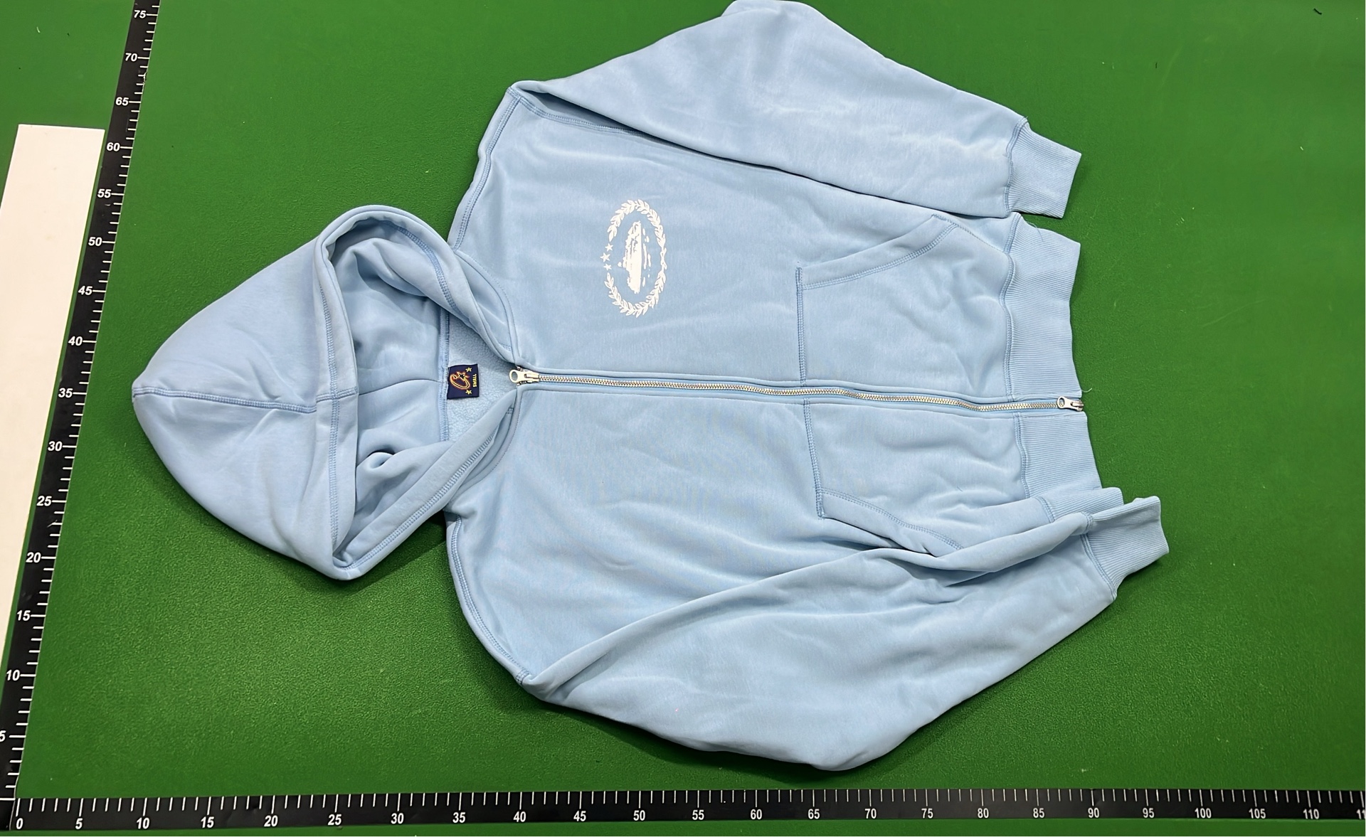 Light Blue Zip-Up Hoodie with Front Pocket
