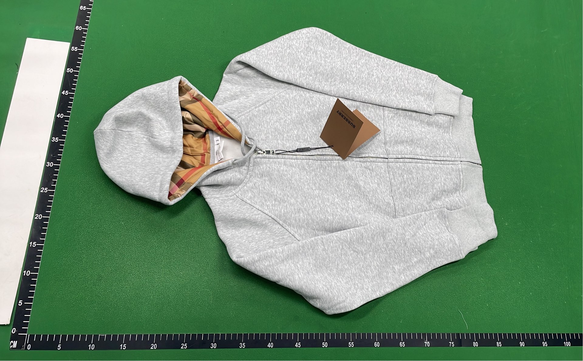 Dark Rose Hoodie with Check Lining Zip-Up Sweatshirt