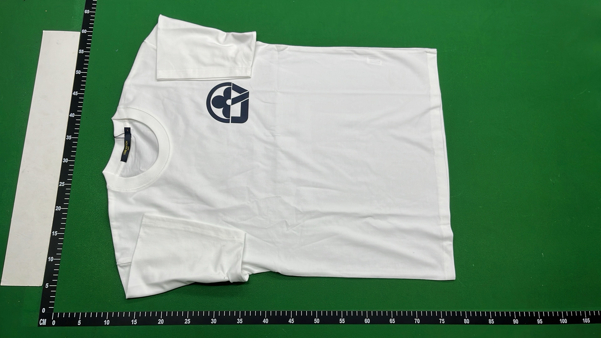 Louis Vuitton White T-Shirt with Blue Logo Design