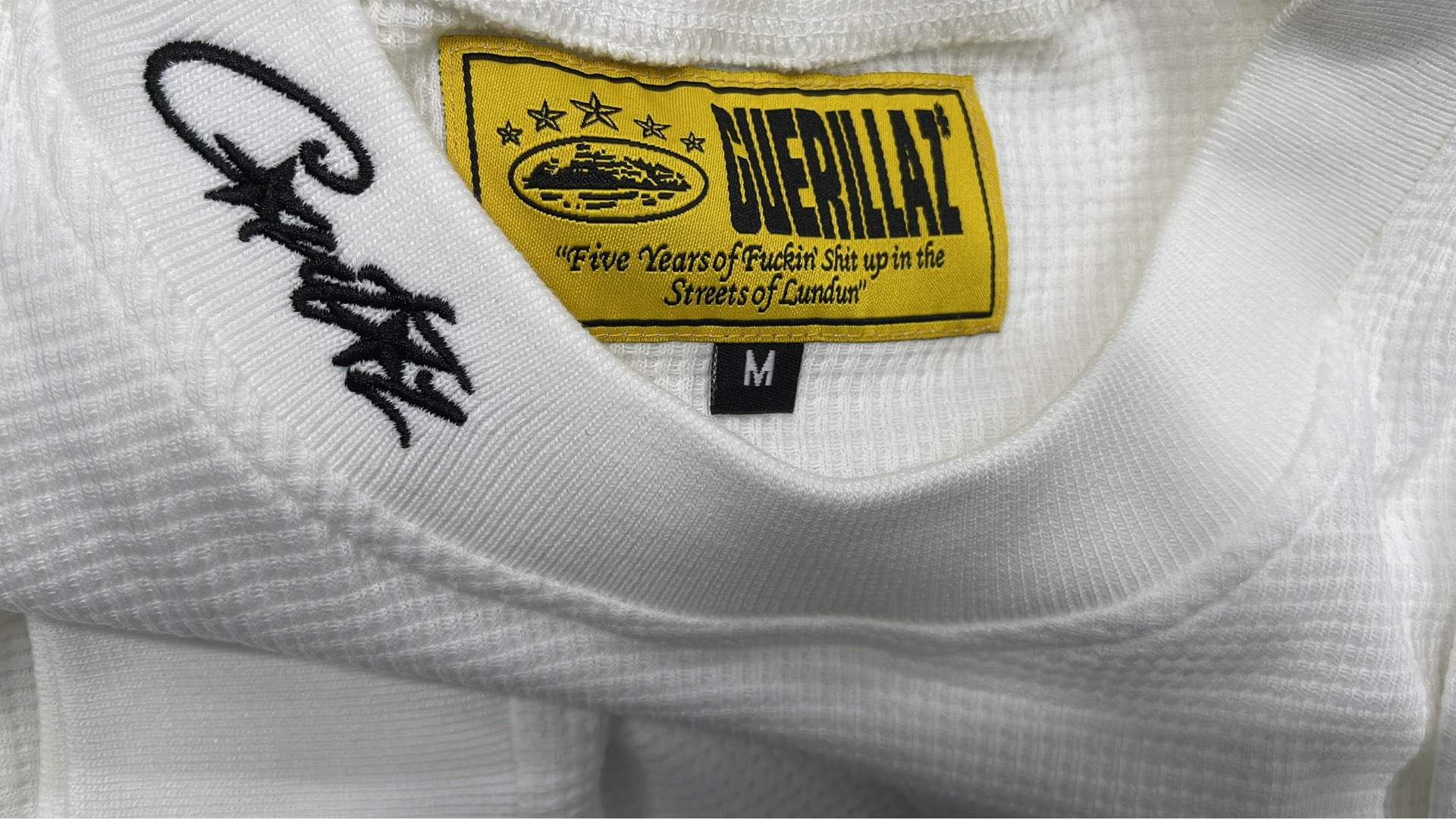 White Long Sleeve Thermal Shirt with Star Logo