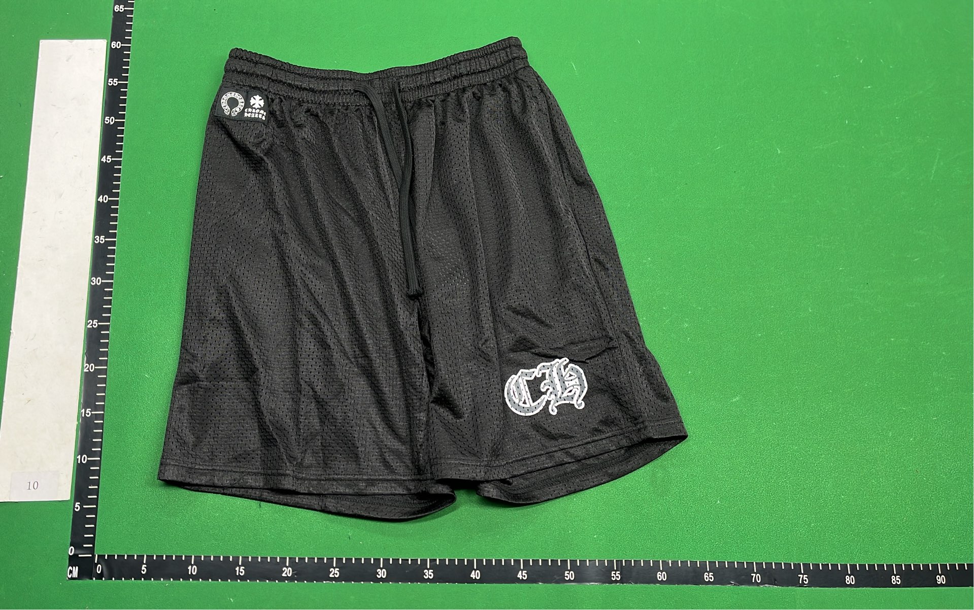 Black Mesh Shorts with Embroidered Logo