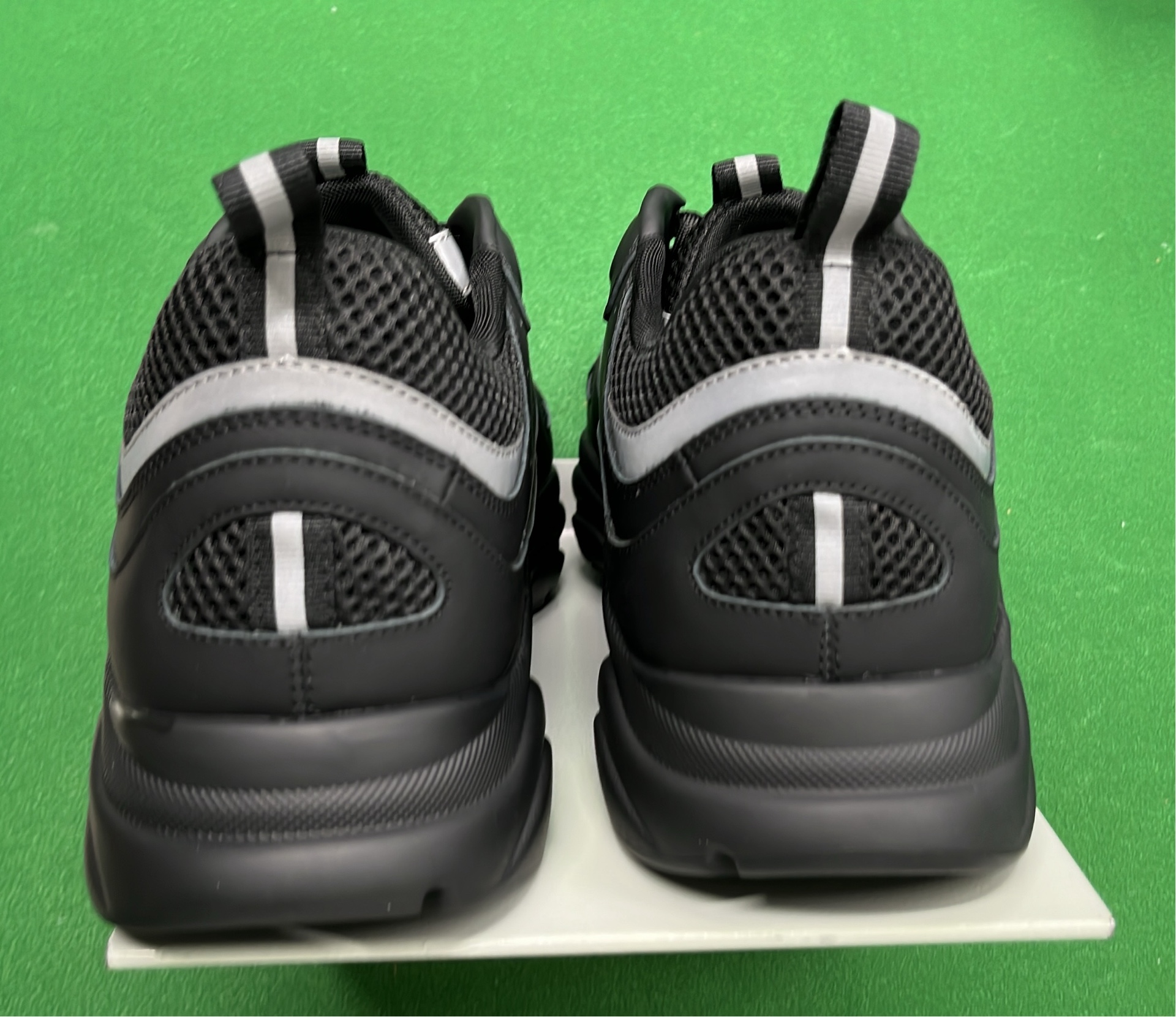 Dior Men's Black and White Sneakers with Mesh and Leather Design