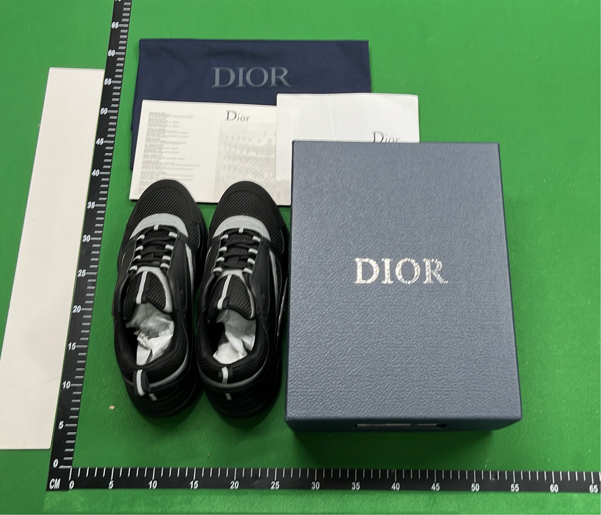 Dior Men's Black and White Sneakers with Mesh and Leather Design