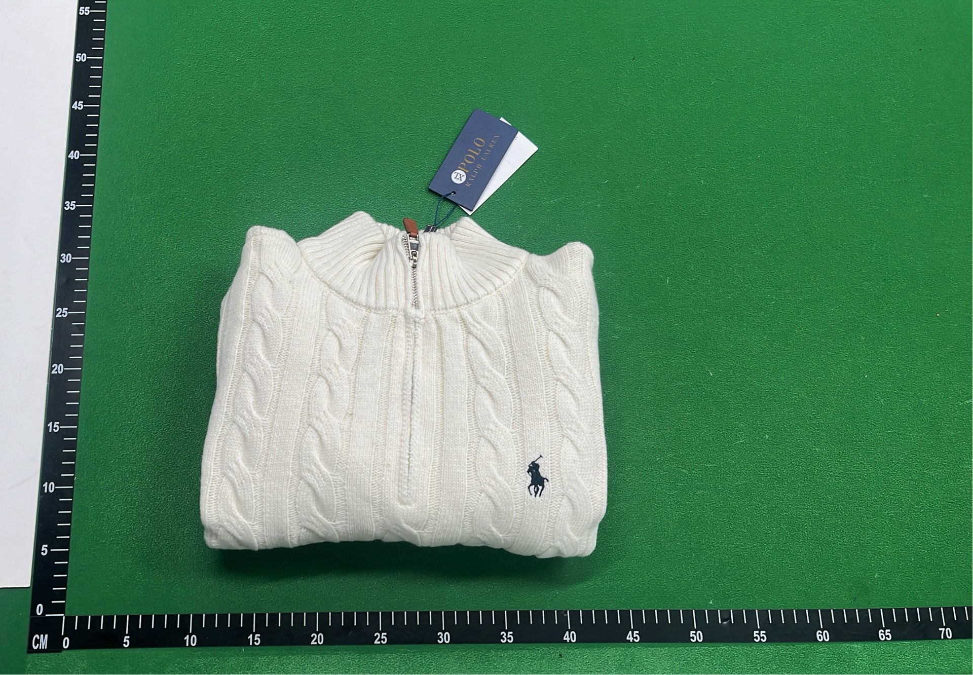 White Cable Knit Quarter-Zip Sweater for Men