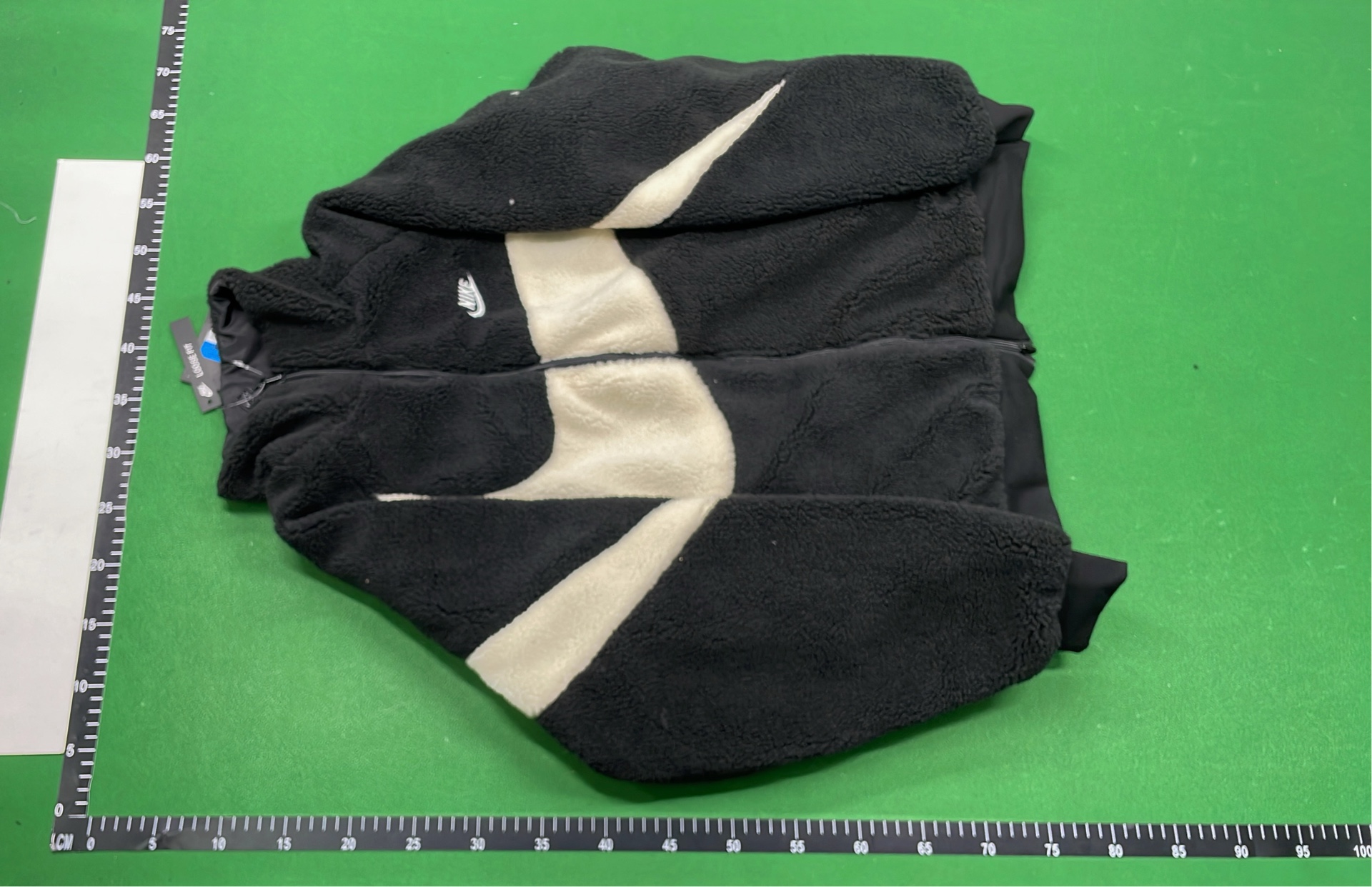 Nike Fleece Jacket with Large Swoosh Logo - White and Black