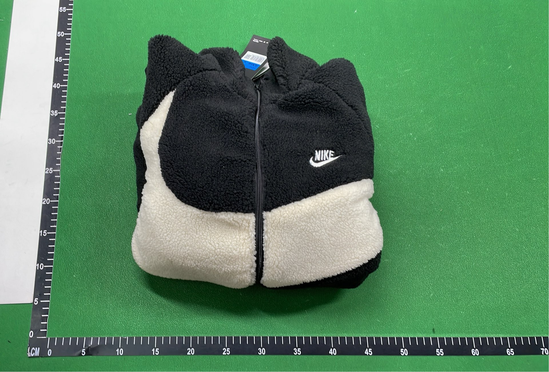 Nike Fleece Jacket with Large Swoosh Logo - White and Black