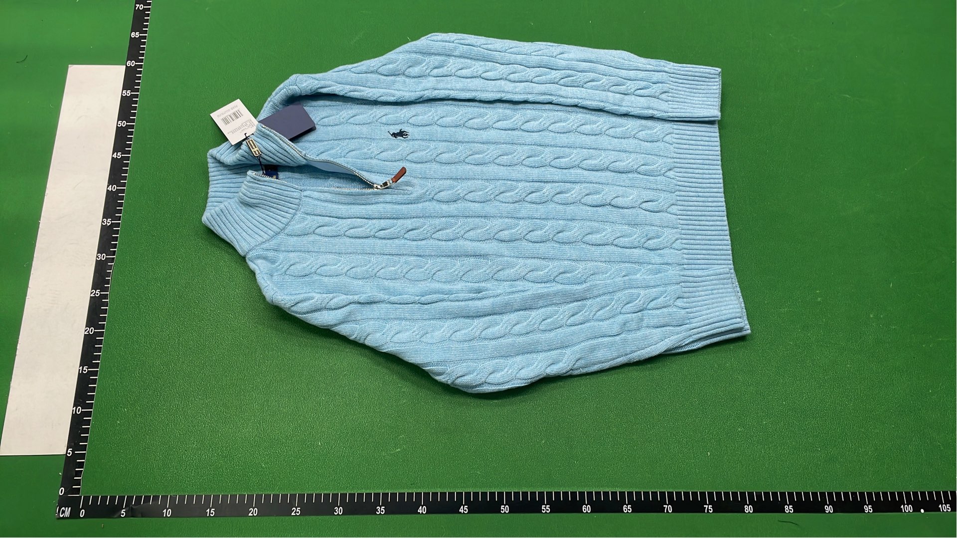 Light Blue Cable Knit Half-Zip Sweater for Men