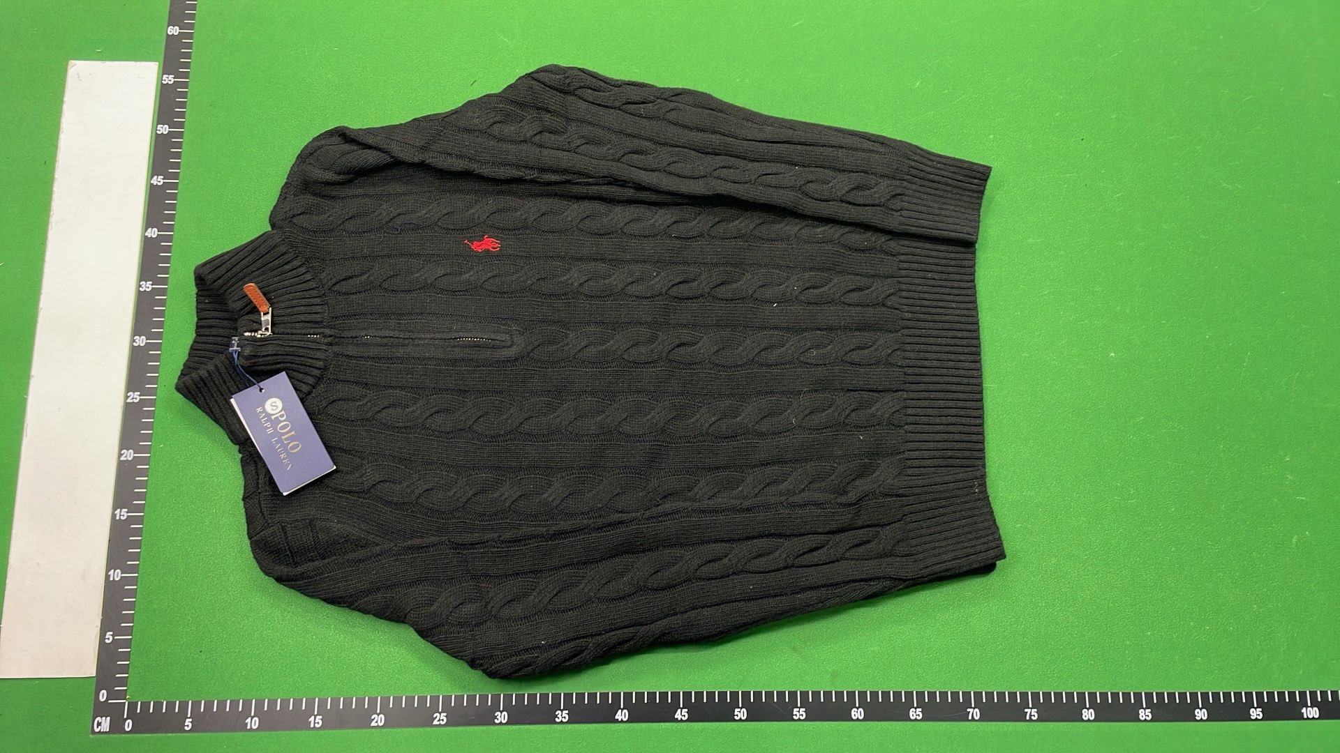 Light Blue Cable Knit Quarter-Zip Sweater for Men