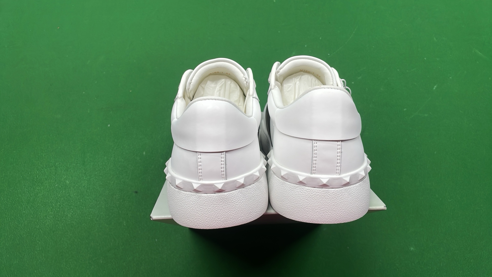 White Leather Sneakers with Pink Studs