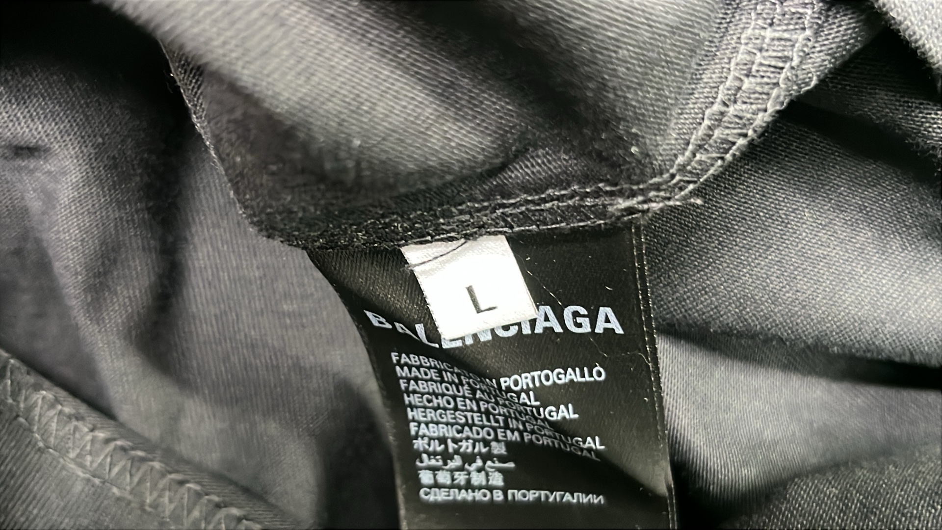 Balenciaga Black Oversized T-Shirt with Checkered Sleeve Detail