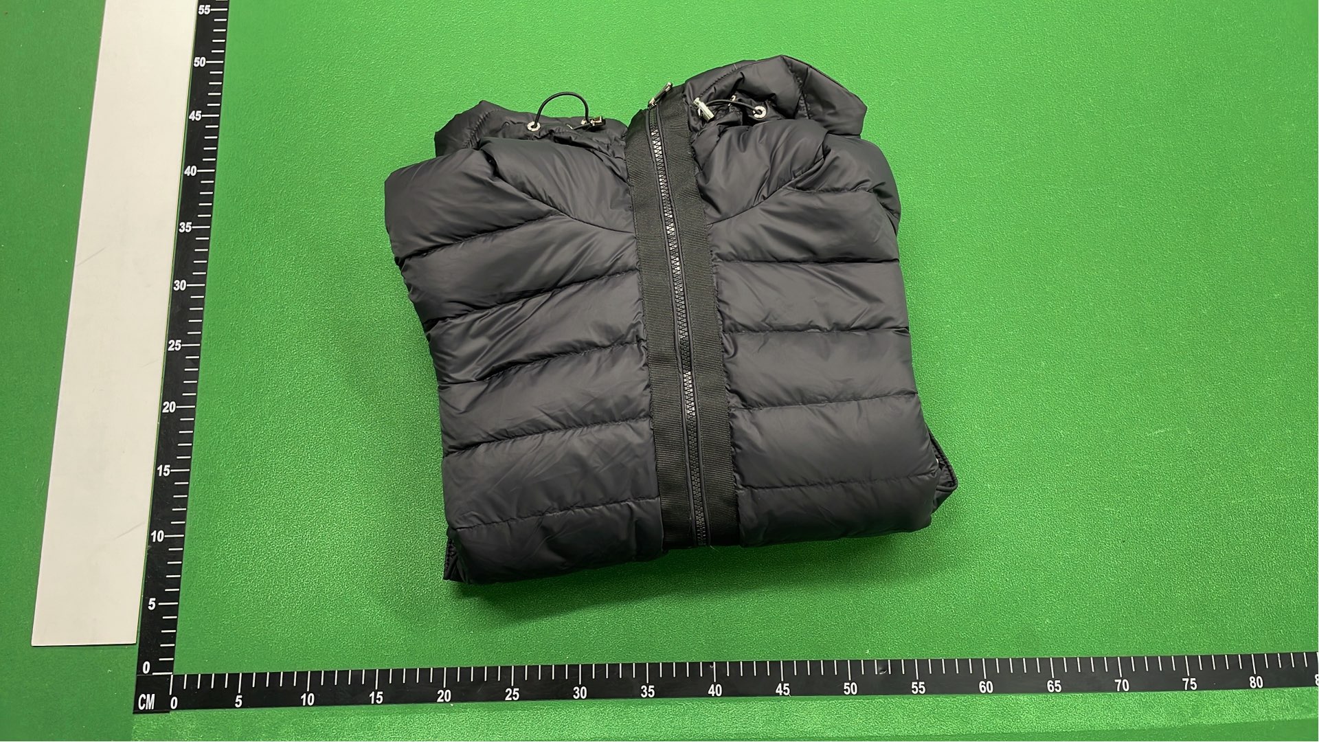 Men's Black Quilted Hooded Down Jacket with Knit Sleeves