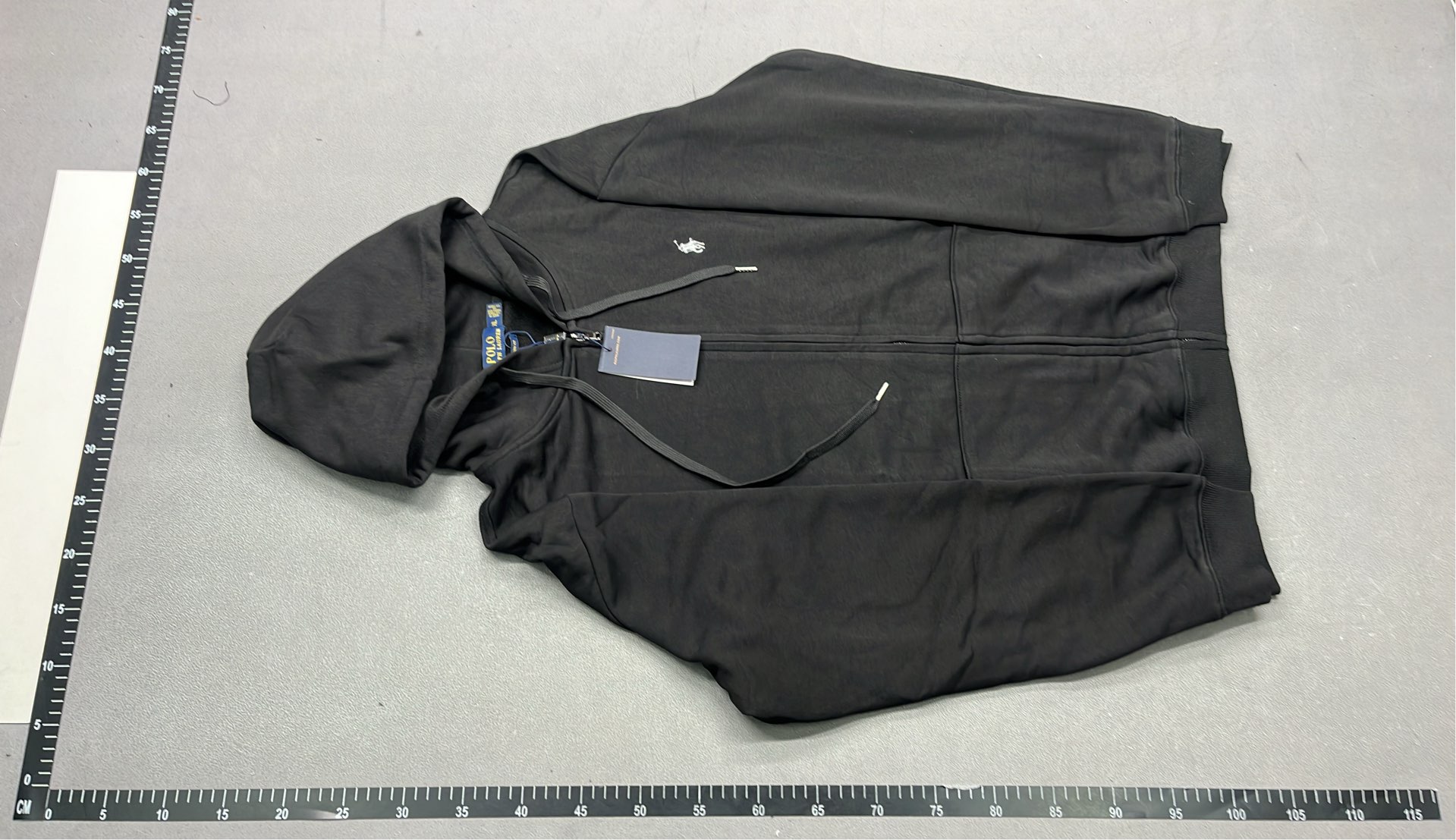 Men's Black Zip-Up Hoodie with Red Pony Logo