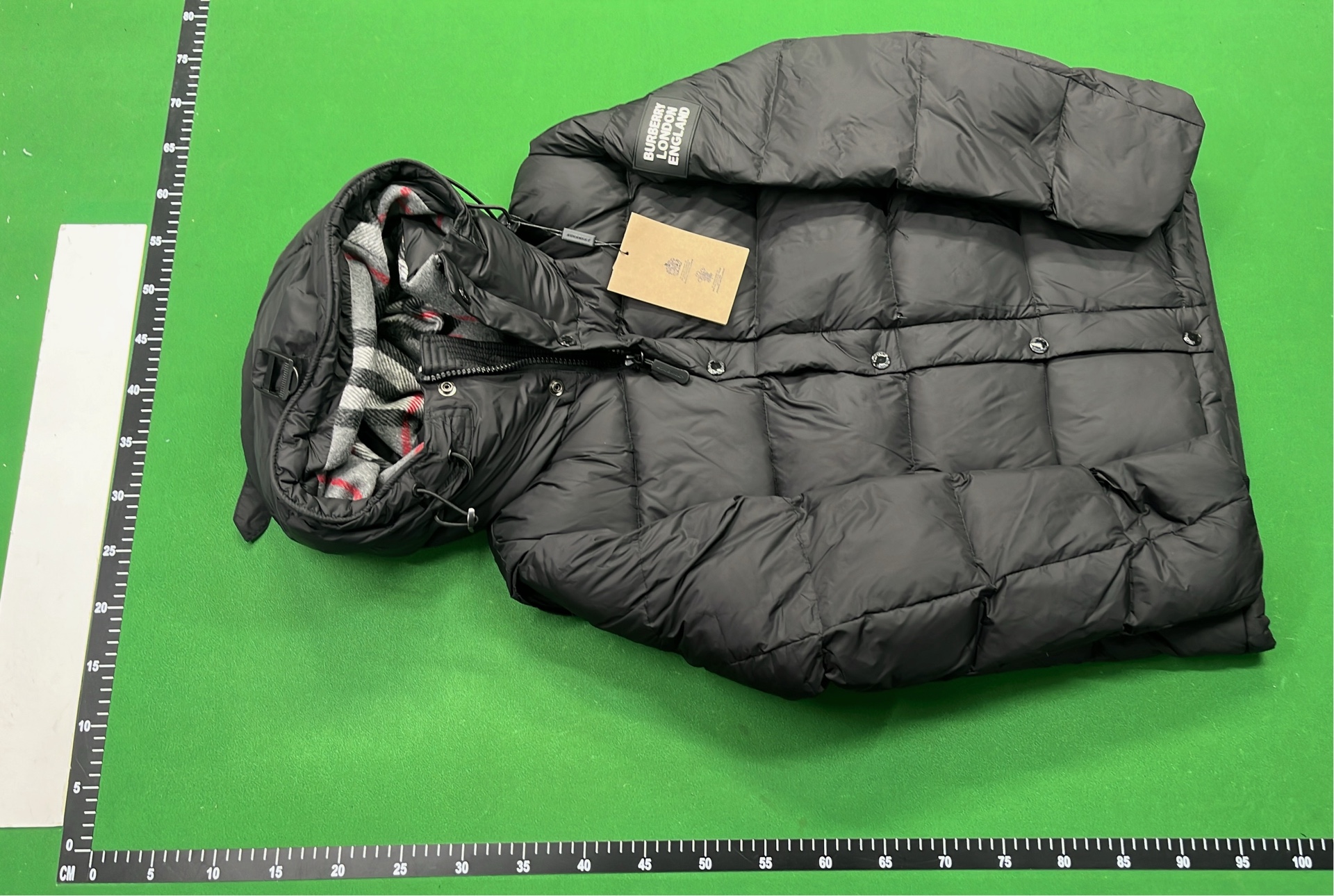 Burberry Down Jacket with Check Lining and Hood