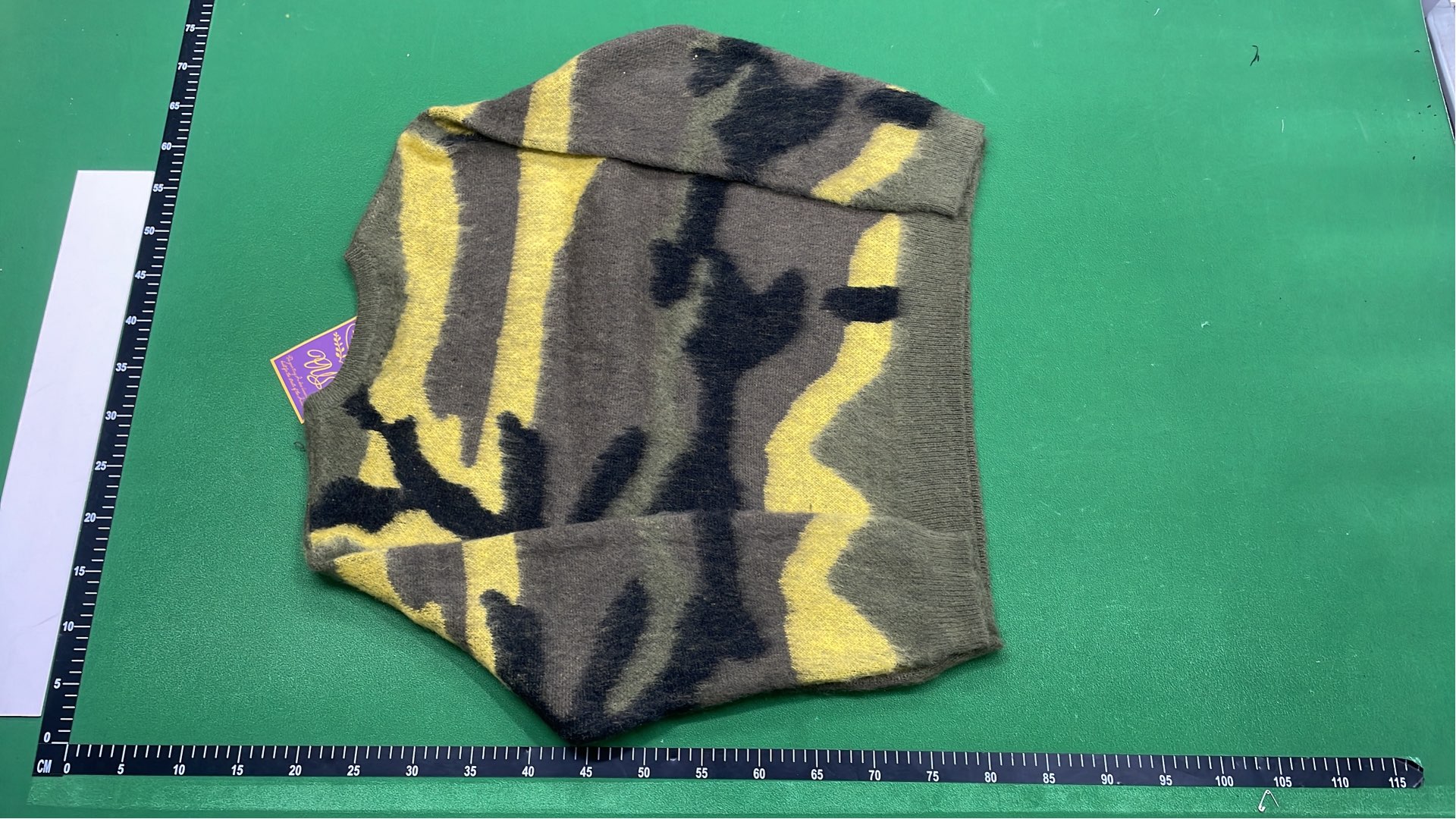 Celine Camouflage Pattern Knit Sweater in Olive and Yellow