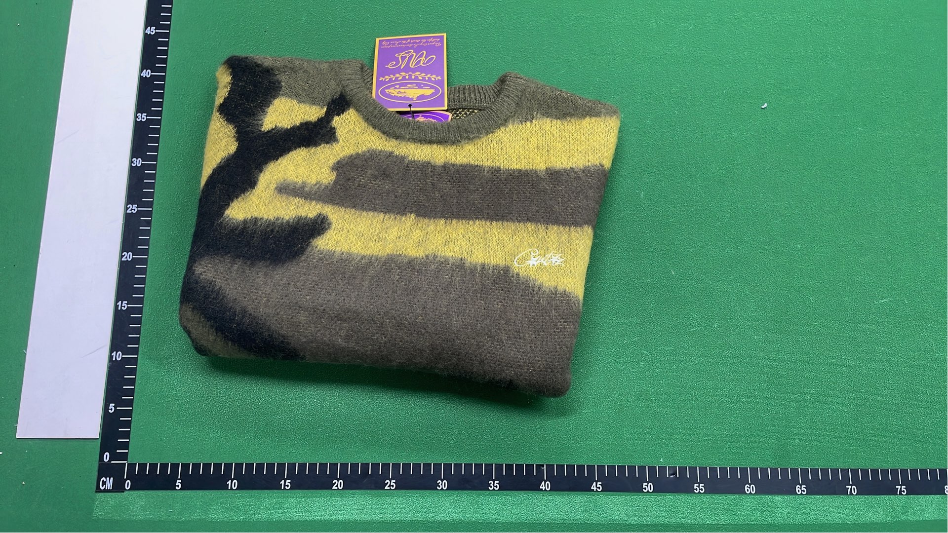 Celine Camouflage Pattern Knit Sweater in Olive and Yellow