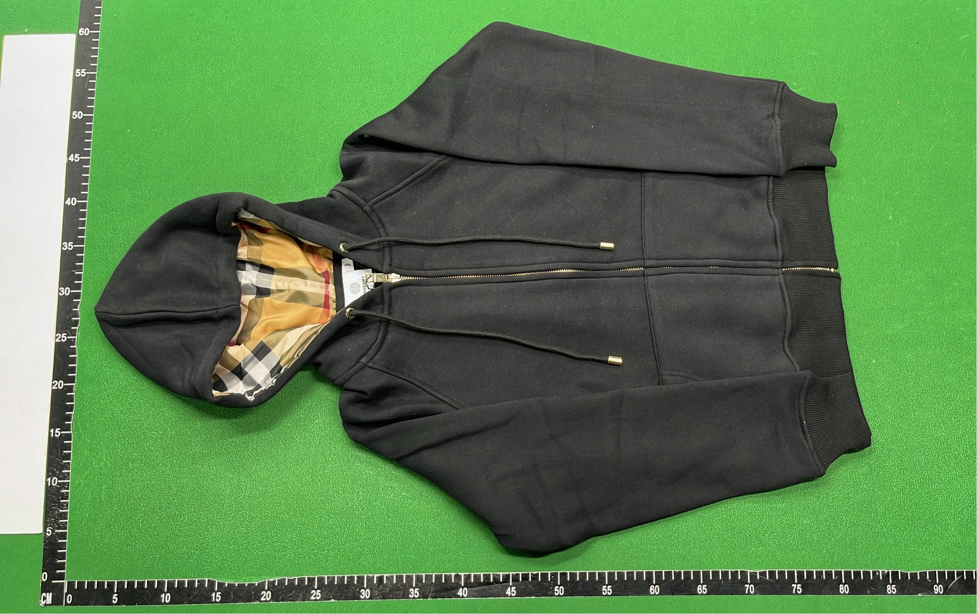 Dark Rose Hoodie with Check Lining Zip-Up Sweatshirt