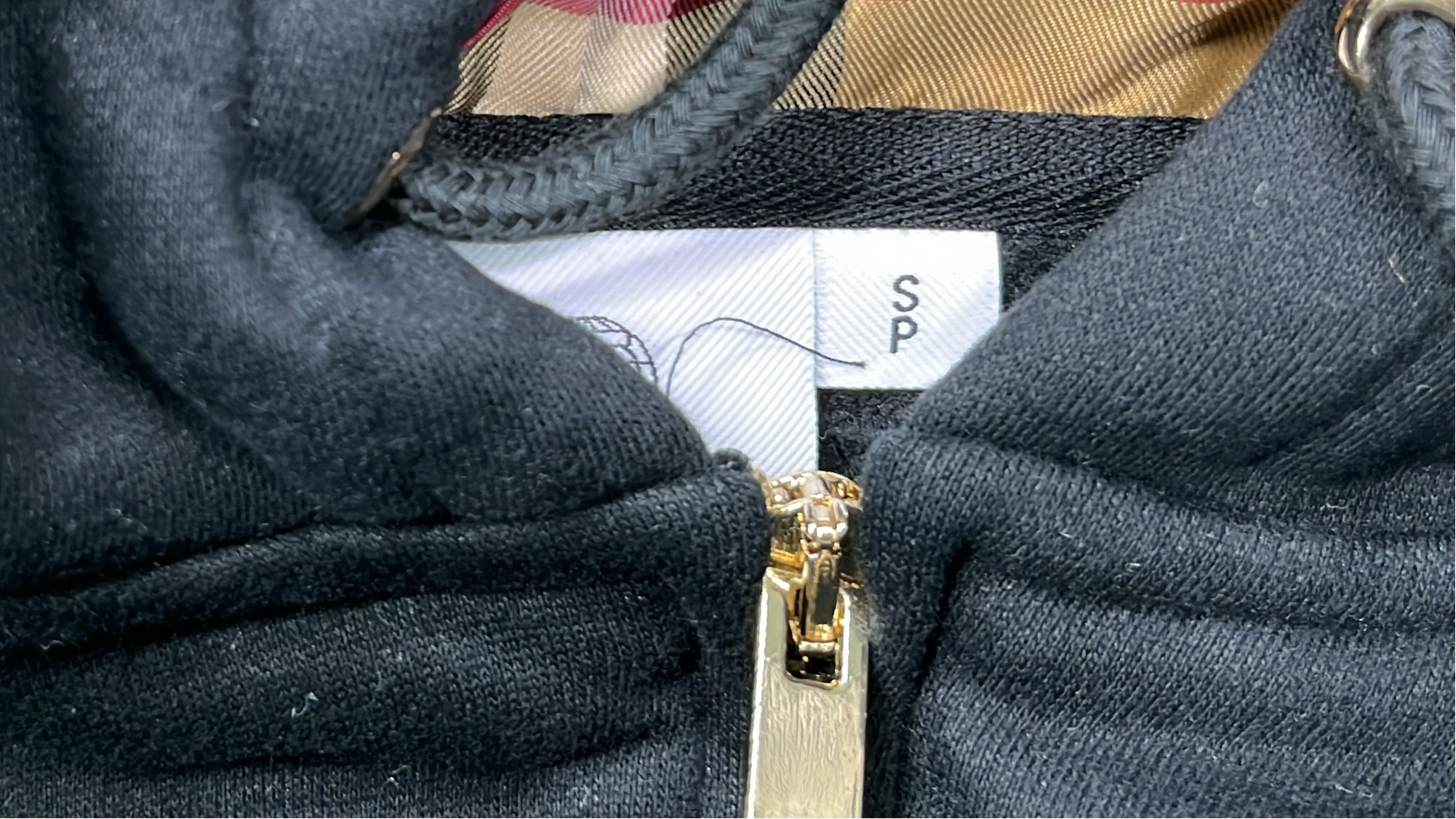 Dark Rose Hoodie with Check Lining Zip-Up Sweatshirt