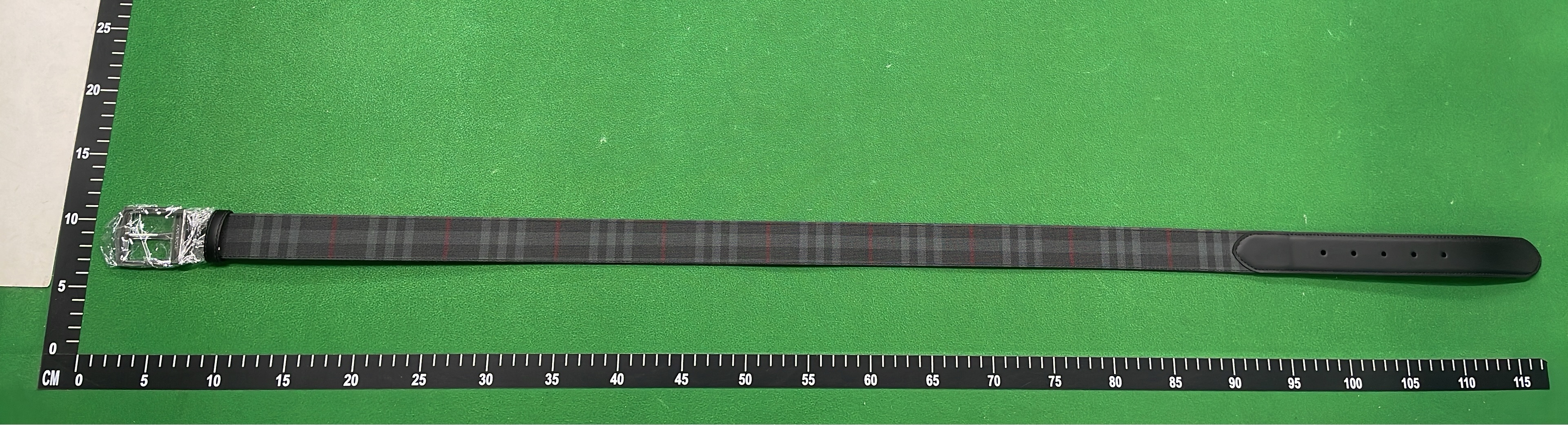 Burberry Check Pattern Belt with Gold and Silver Buckle