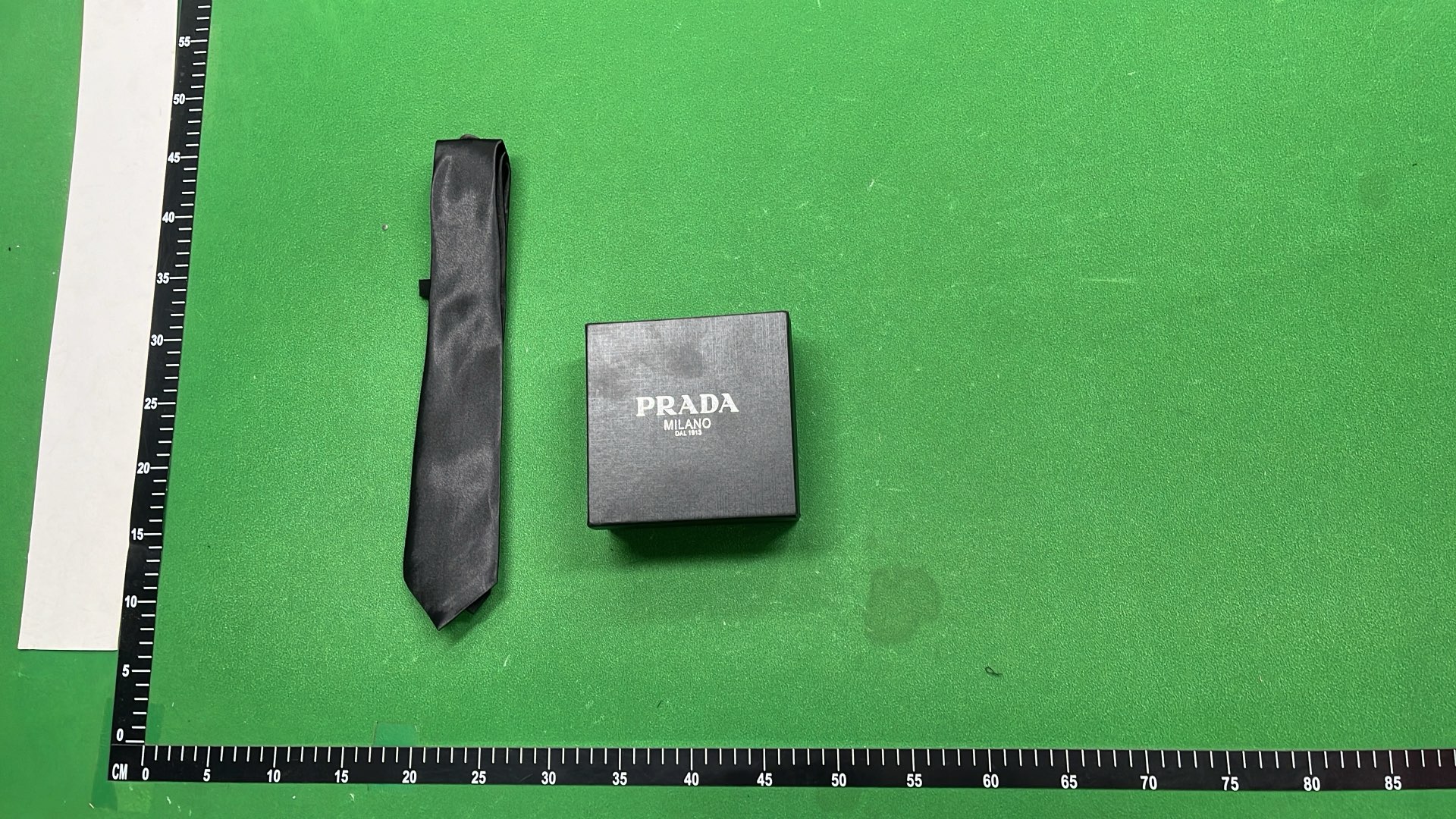 Prada Black Satin Tie with Logo Plaque