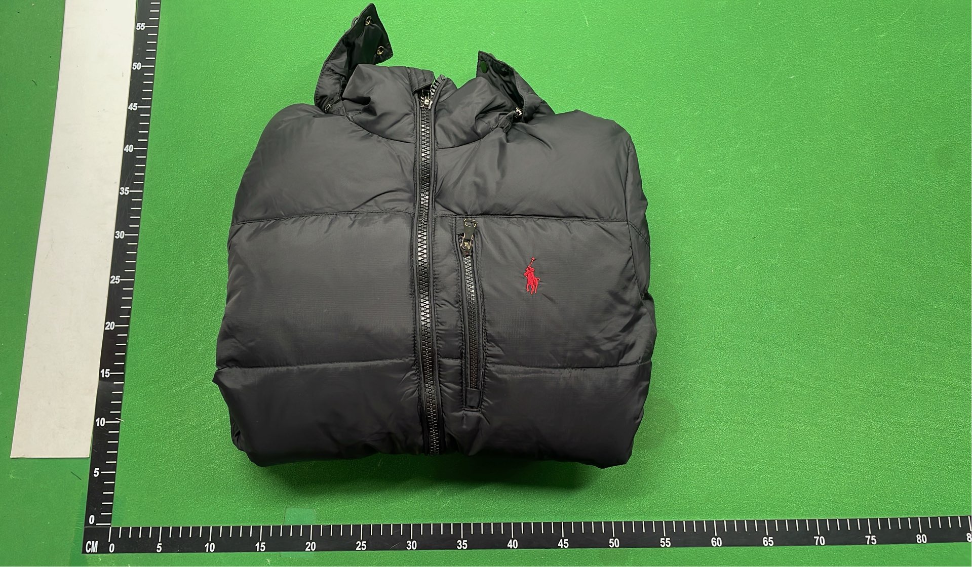 Men's Black Hooded Puffer Jacket with Red Pony Logo