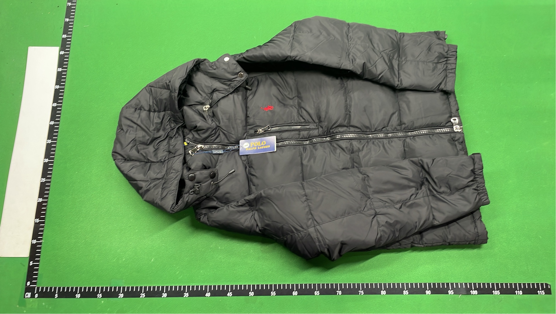 Men's Black Hooded Puffer Jacket with Red Pony Logo