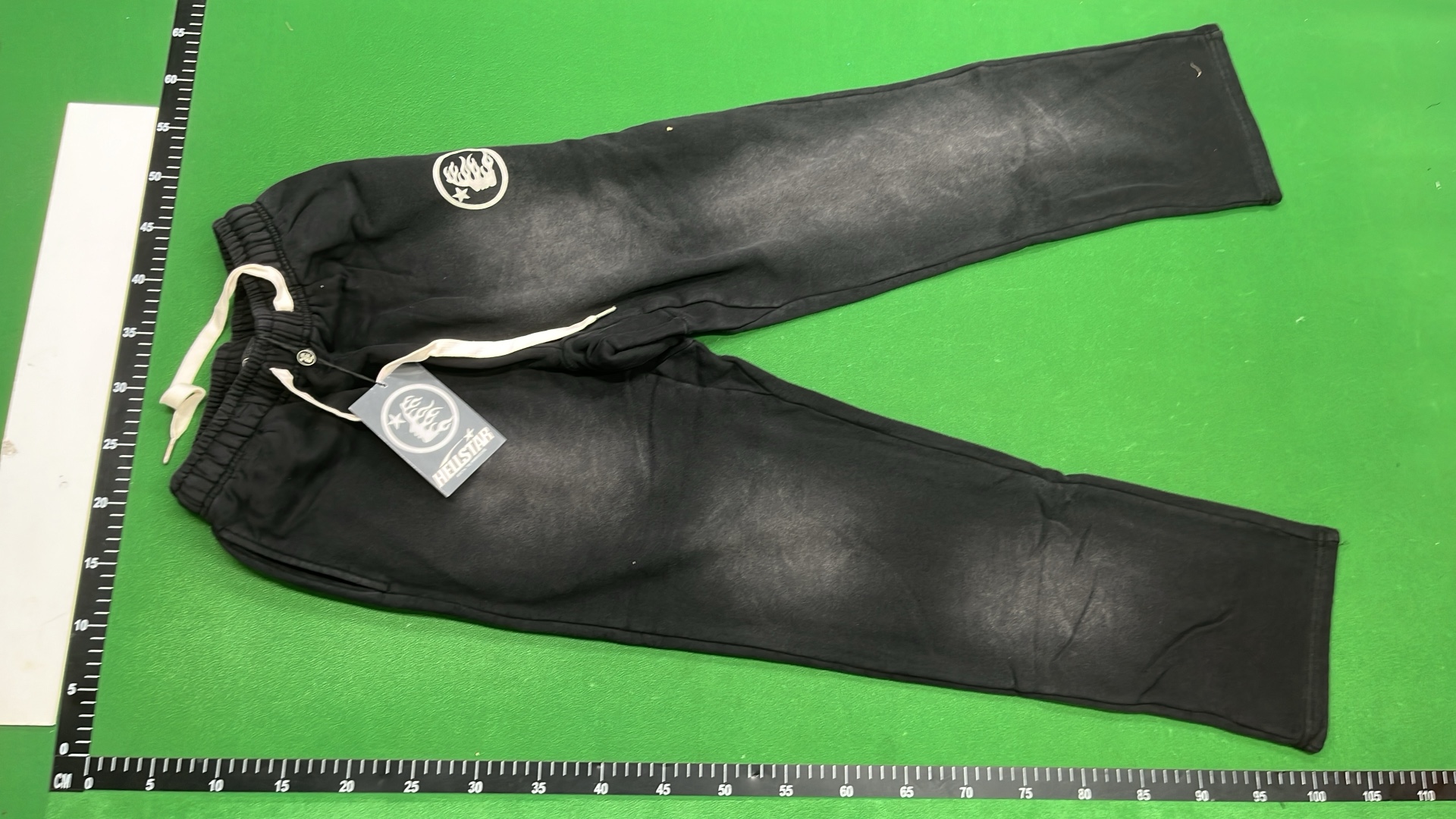 Black Drawstring Pants with Logo Patch
