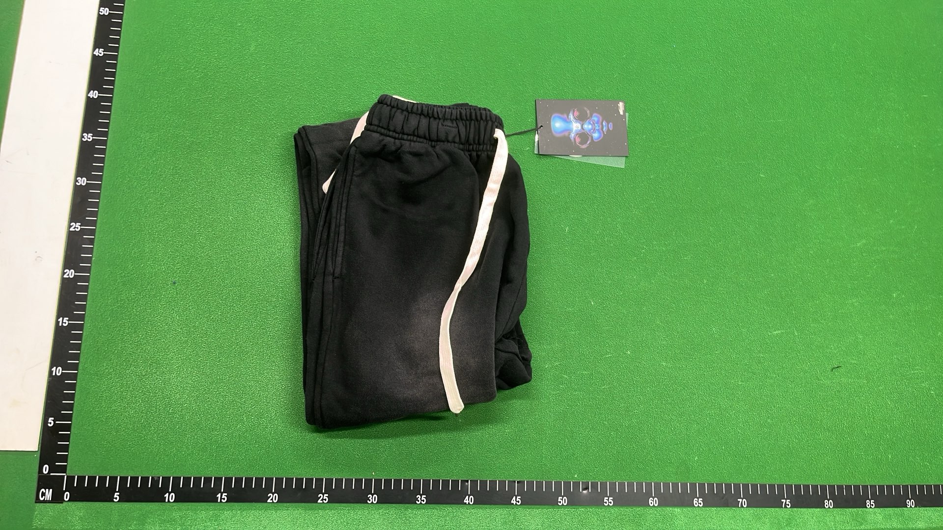 Black Drawstring Pants with Logo Patch