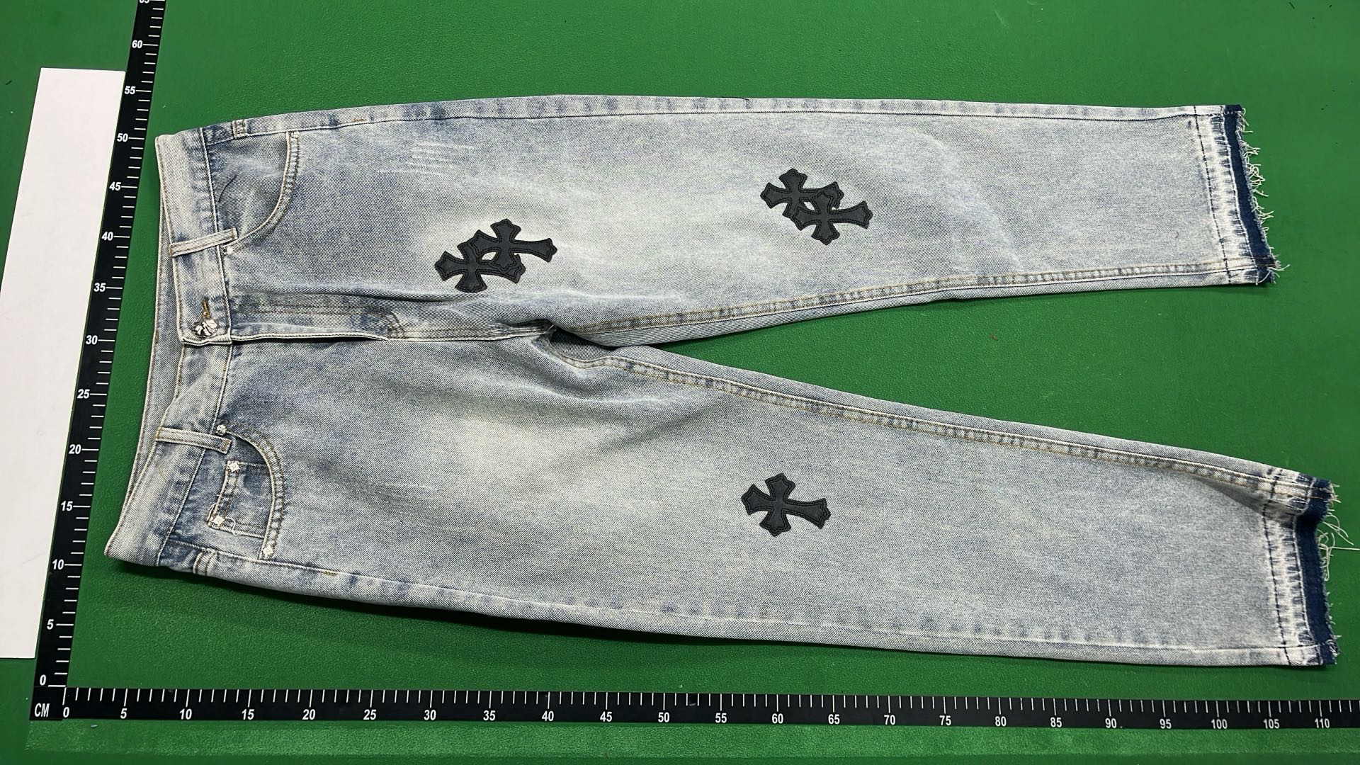 Black Cross Embroidered Jeans for Men - Gothic Style Denim Pants