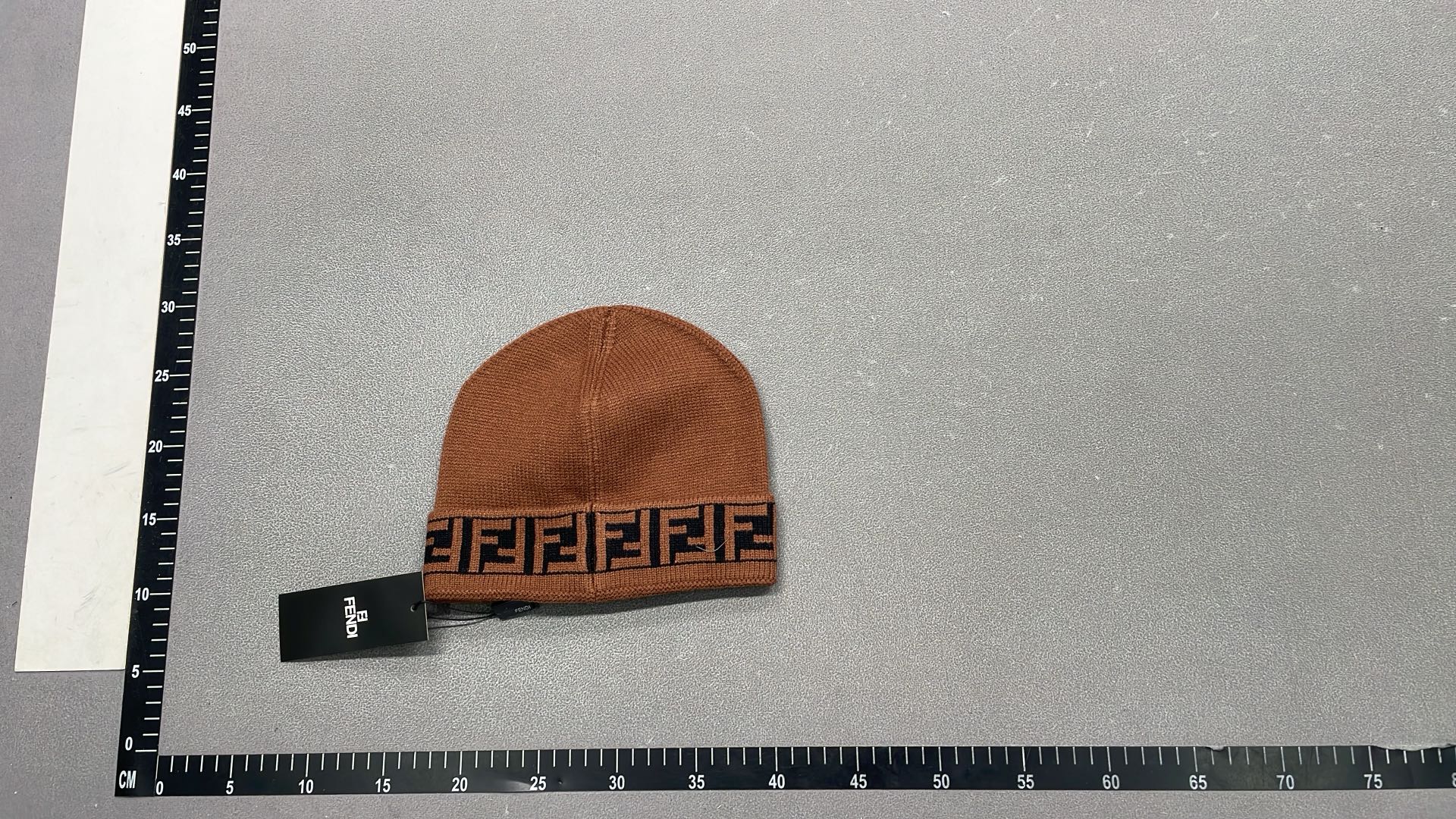FENDI Logo Knit Beanie Hat - Black and Brown