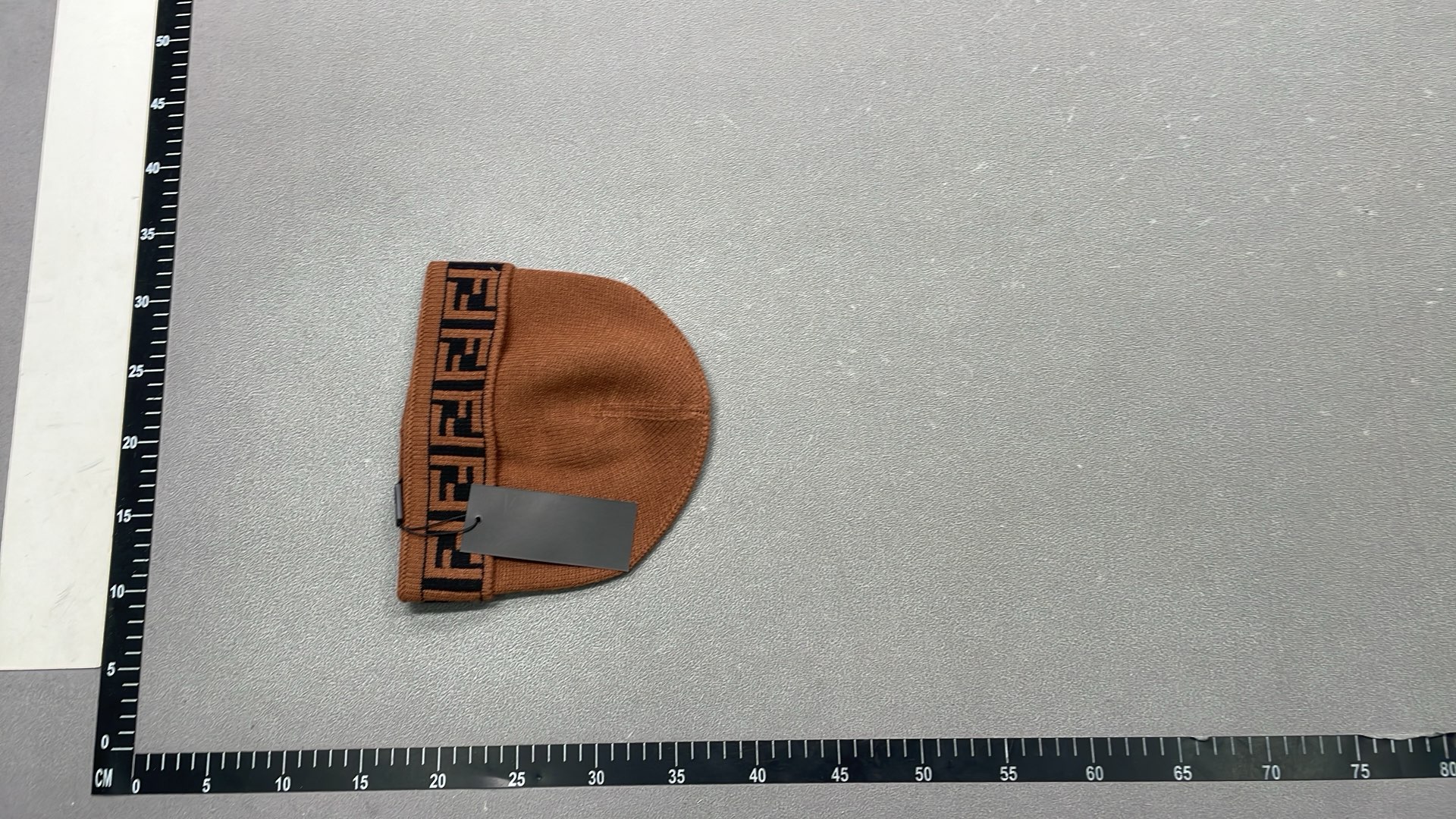 FENDI Logo Knit Beanie Hat - Black and Brown