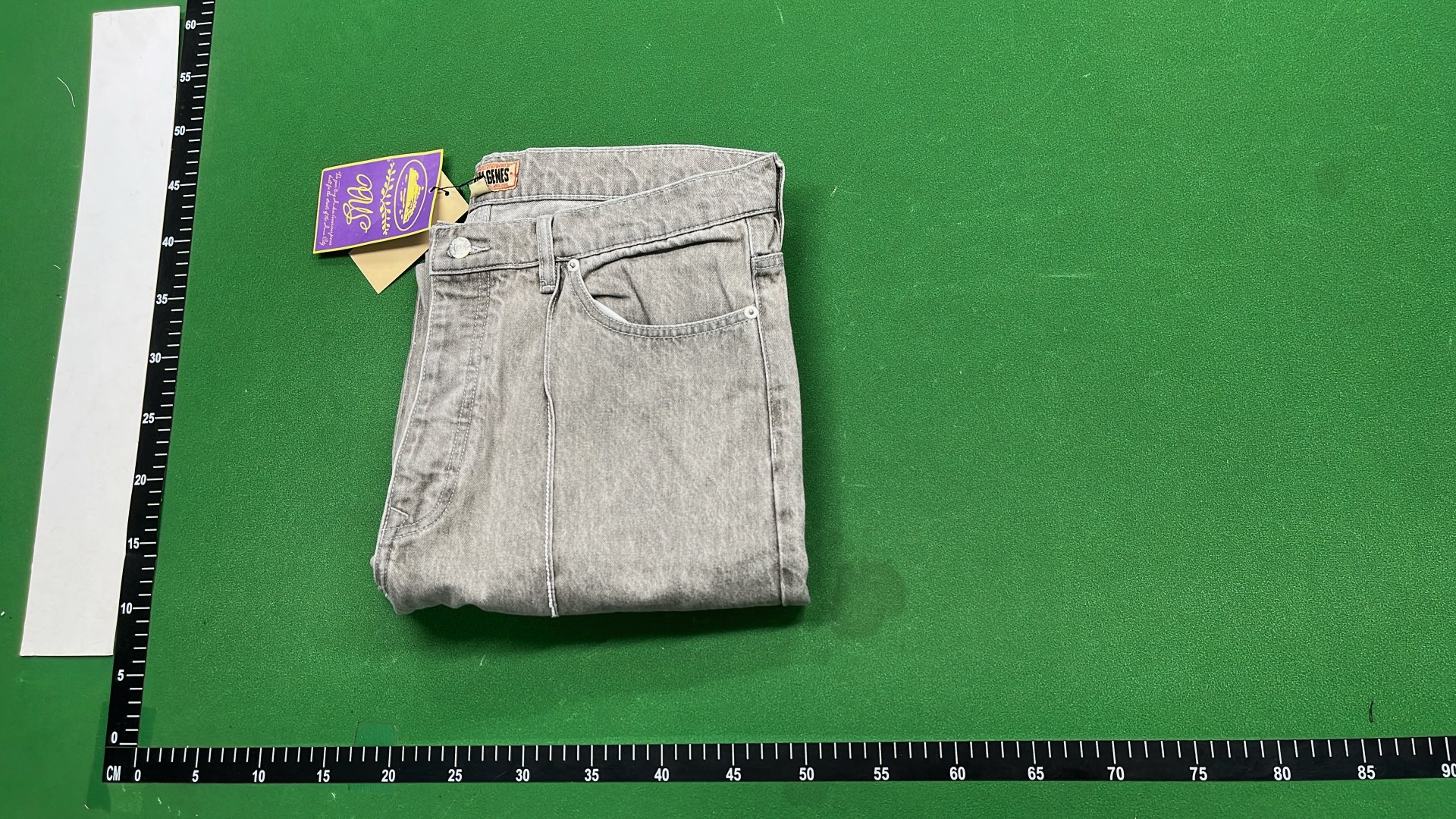 Gray Denim Pants with Star Embroidery