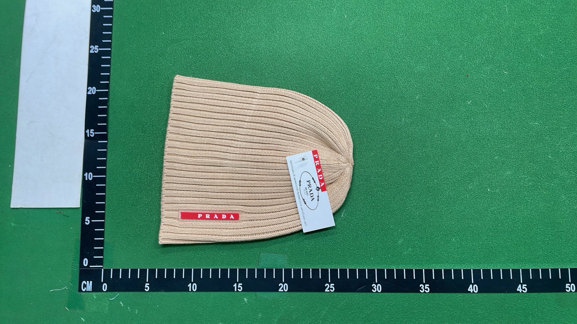 Prada Black Ribbed Knit Beanie with Logo Patch