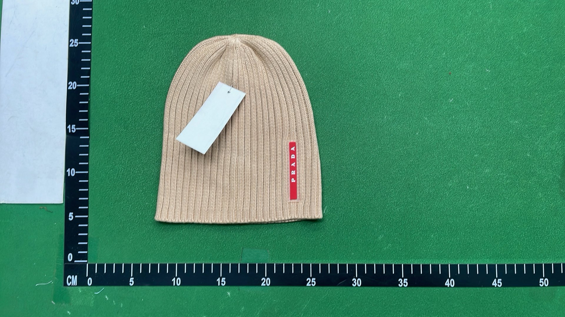 Prada Black Ribbed Knit Beanie with Logo Patch