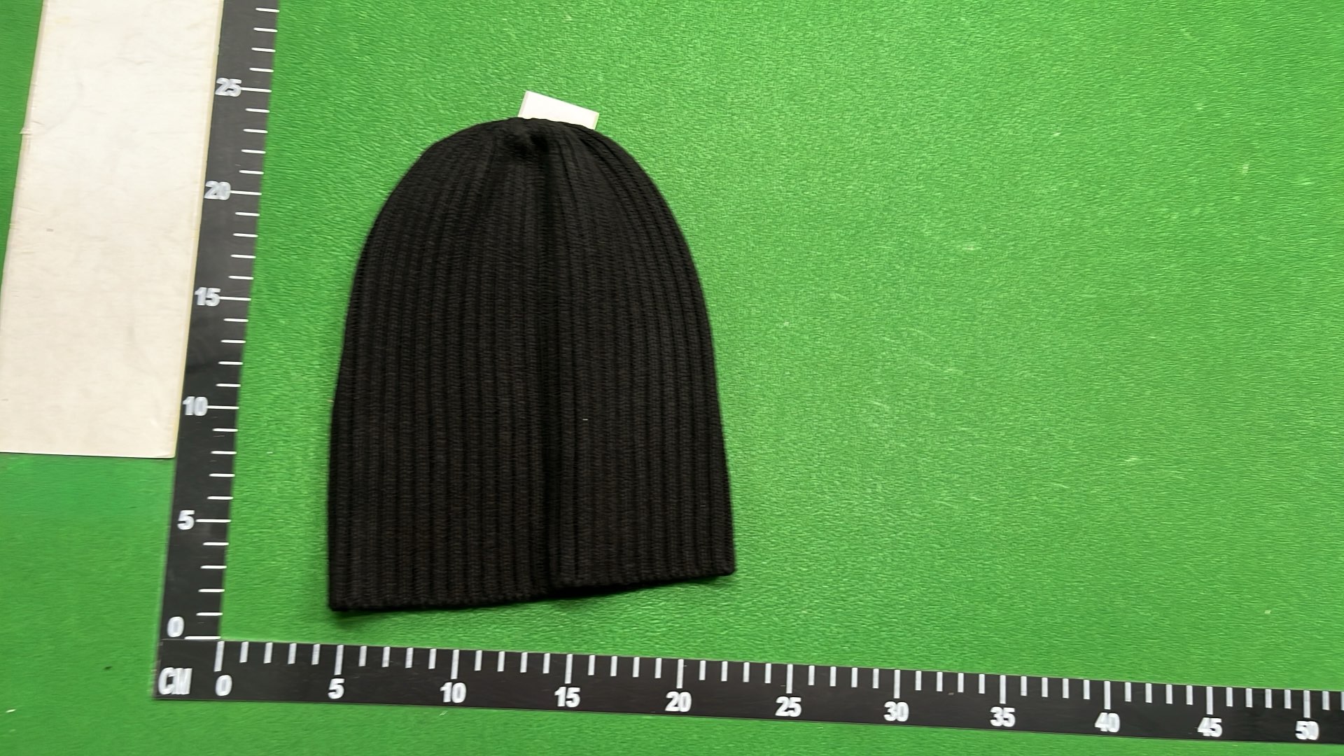 Prada Black Ribbed Knit Beanie with Logo Patch