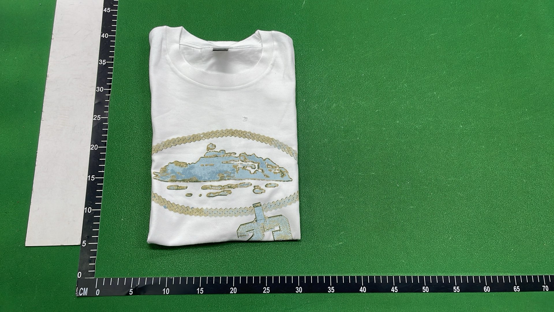 Embroidered T-Shirt with Island Design - Black and White