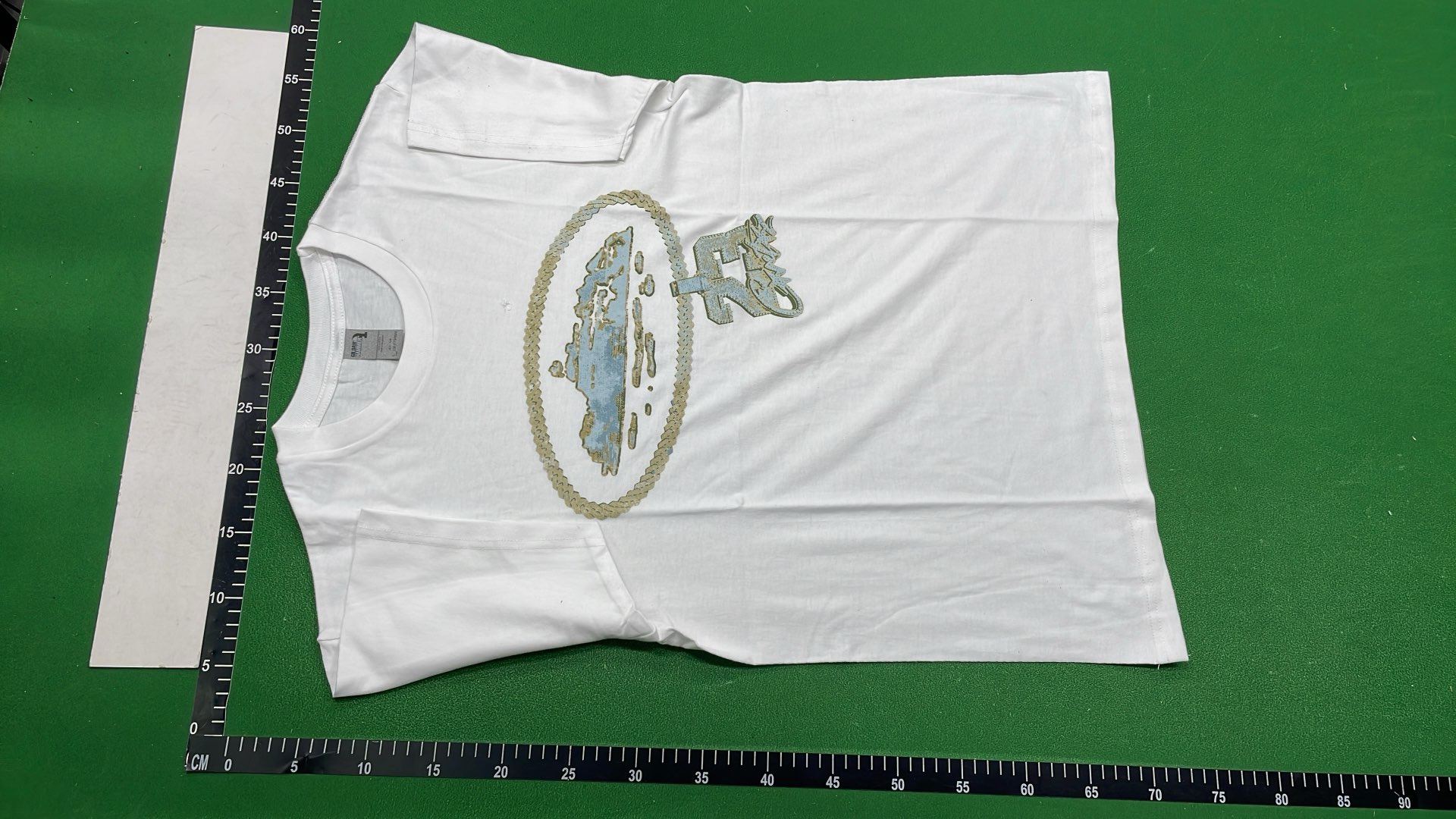 Embroidered T-Shirt with Island Design - Black and White