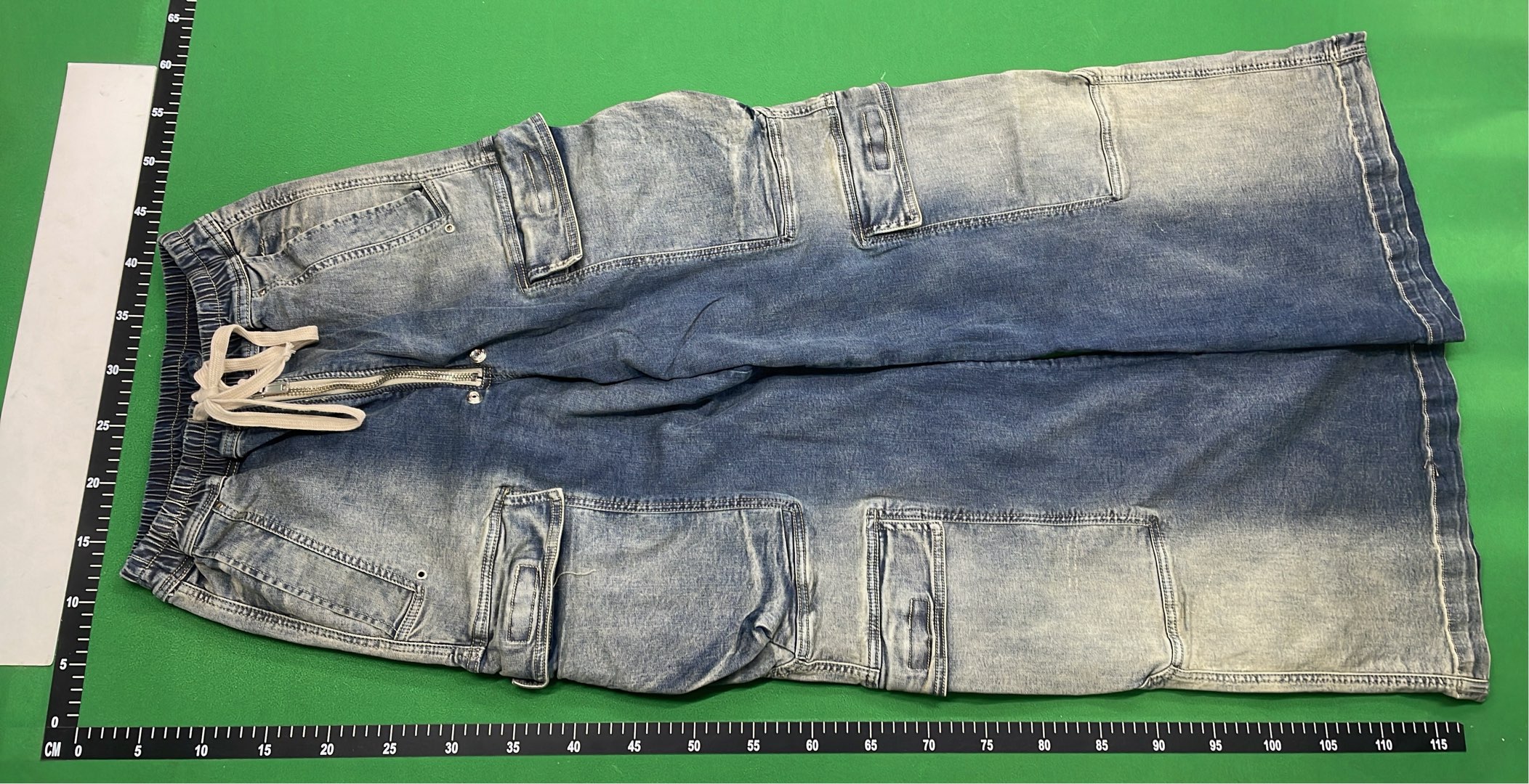 Denim Cargo Pants with Drawstring Waist and Multiple Pockets