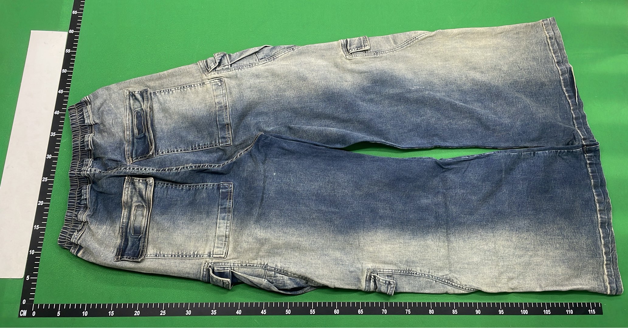 Denim Cargo Pants with Drawstring Waist and Multiple Pockets