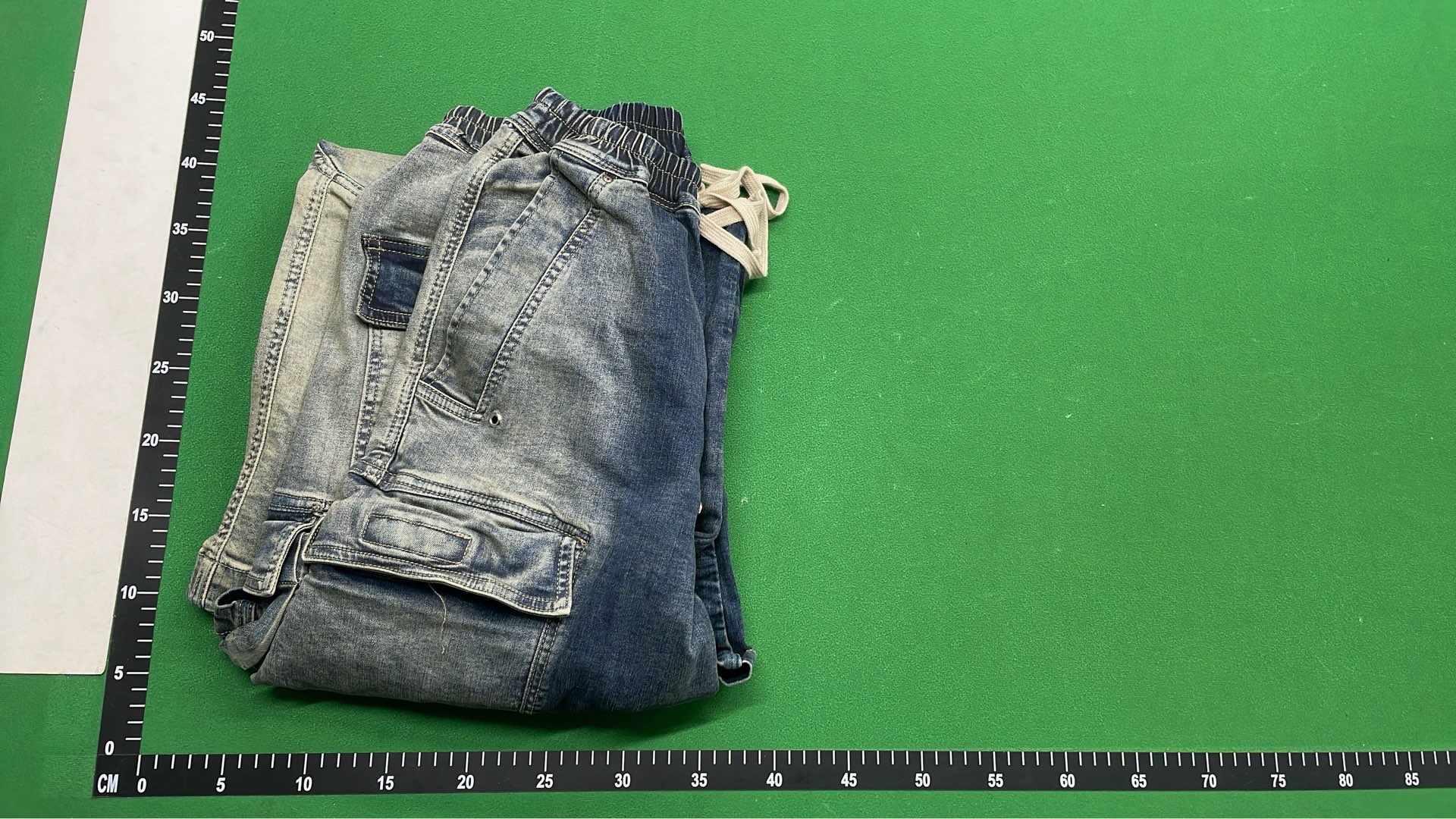 Denim Cargo Pants with Drawstring Waist and Multiple Pockets