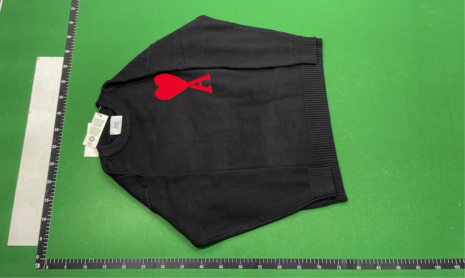 Mint Green Knit Sweater with White Heart and A Logo