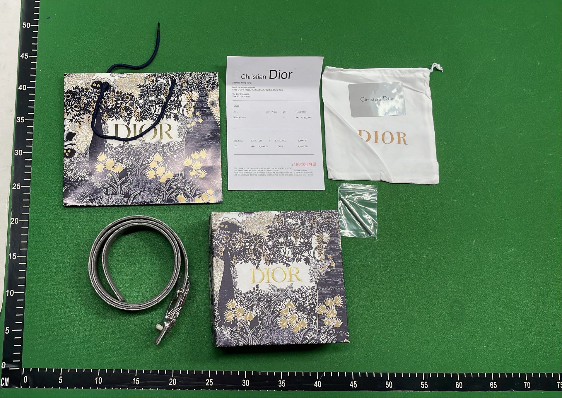 Dior Oblique Print Leather Belt with Metal Buckle