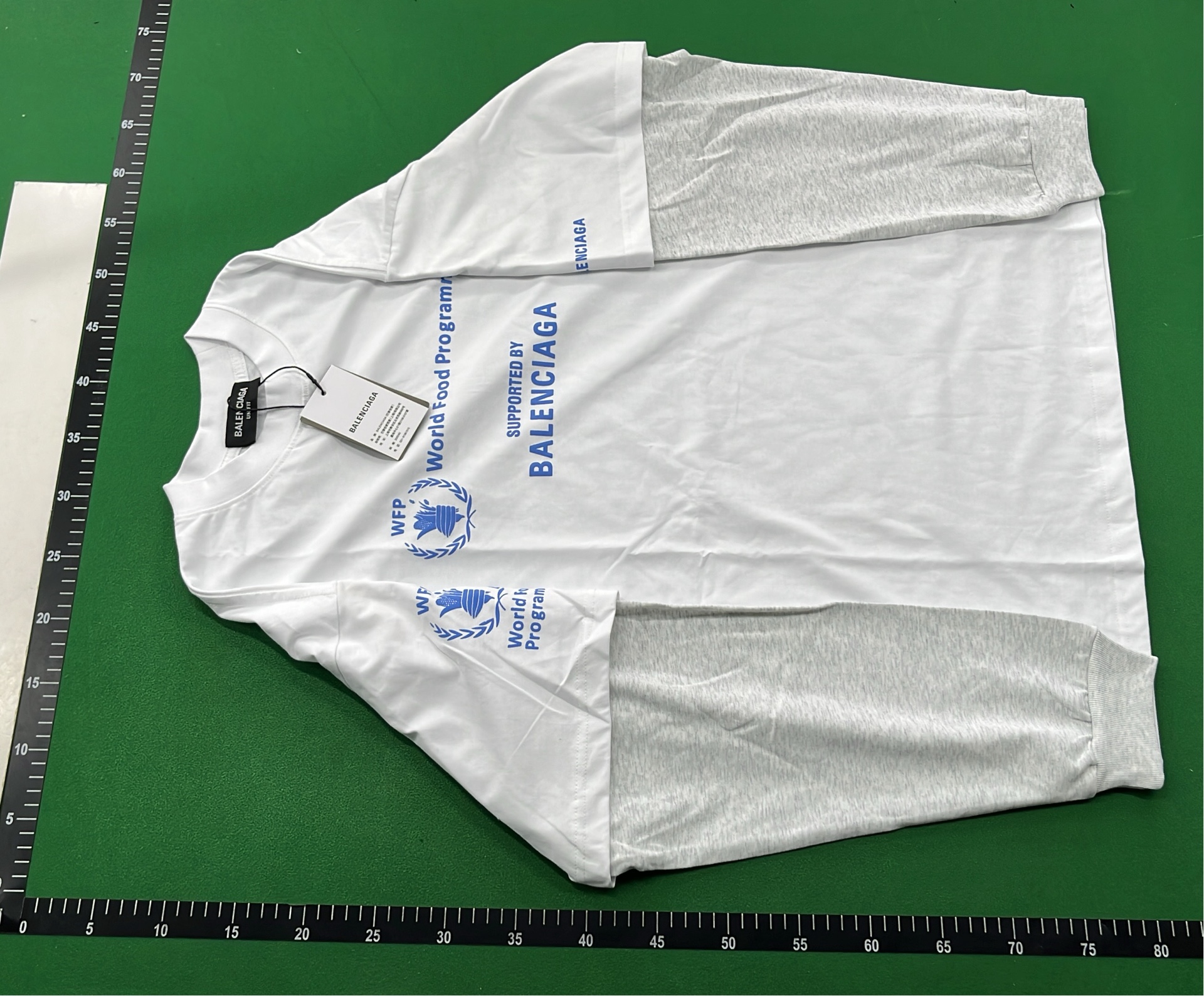 WFP x Balenciaga White T-Shirt with Blue Print