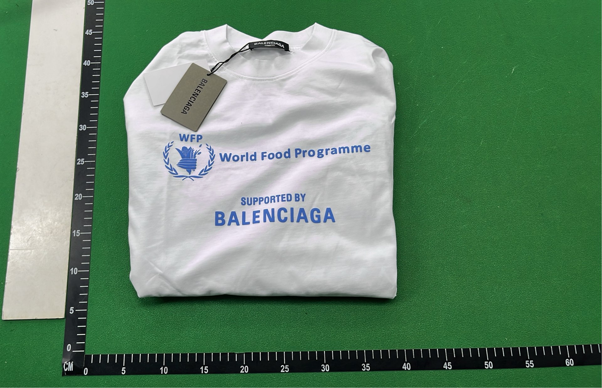 WFP x Balenciaga White T-Shirt with Blue Print