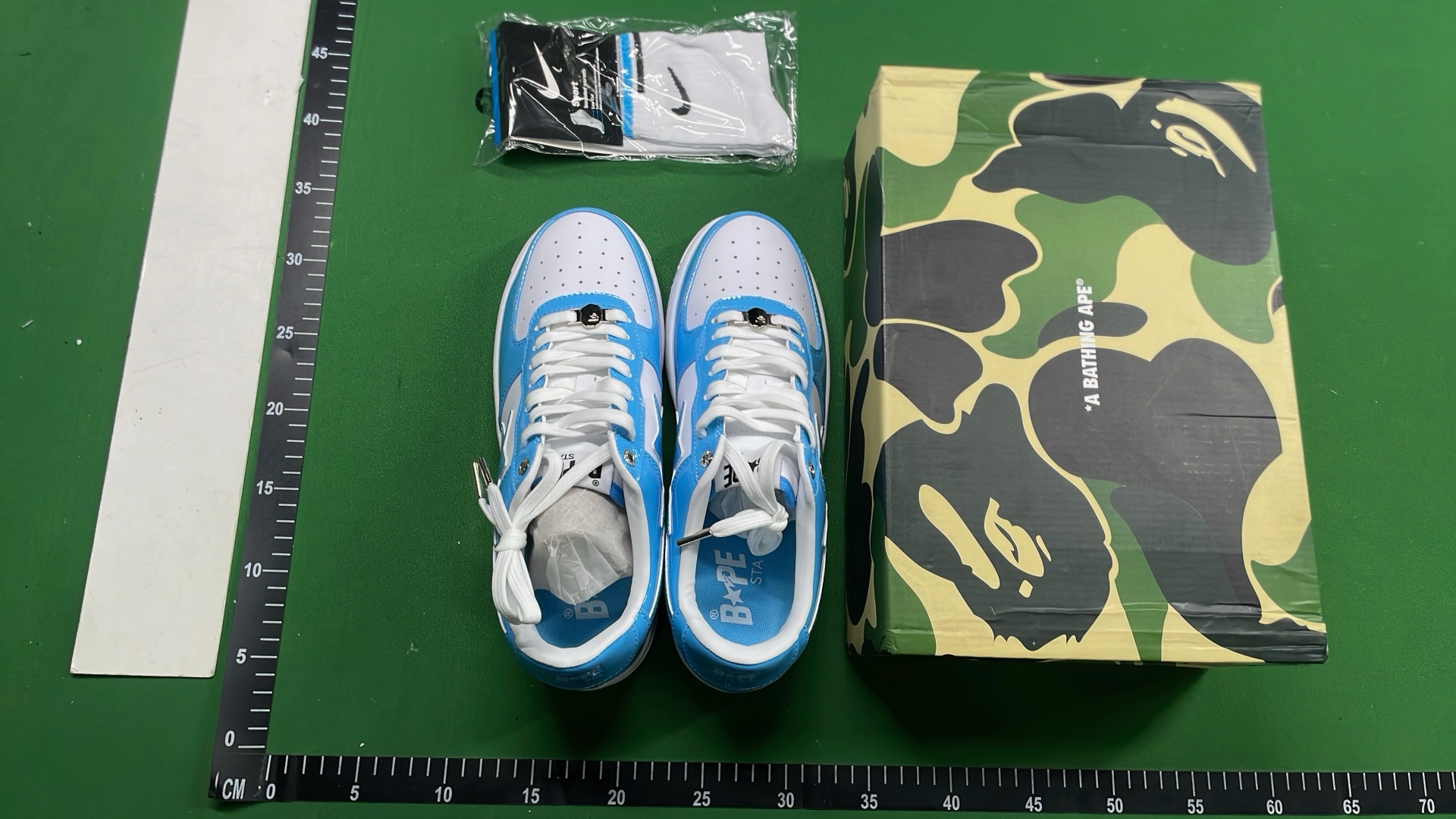 BAPE x Nike SB Dunk Low Pink Blue Star Sneakers