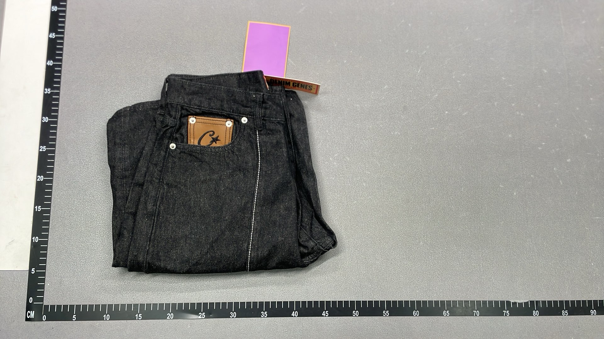 Black Denim Shorts with White Stitching Design