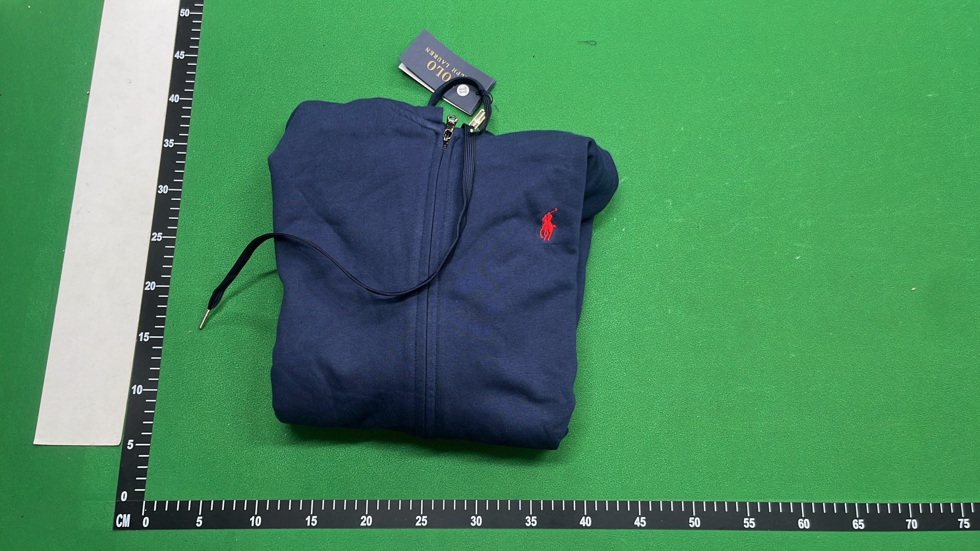 Men's Navy Blue Zip-Up Hoodie with Red Pony Logo