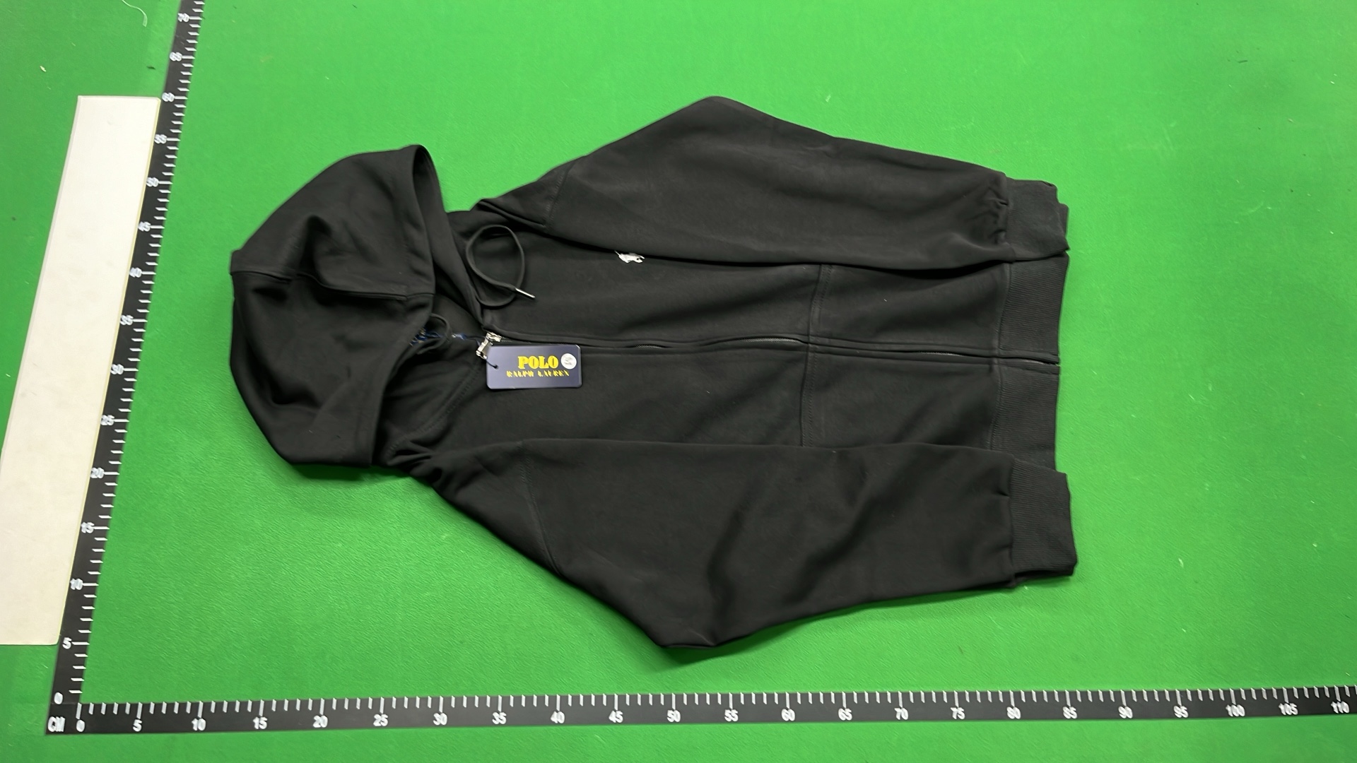 Black Full-Zip Hoodie with Pony Logo