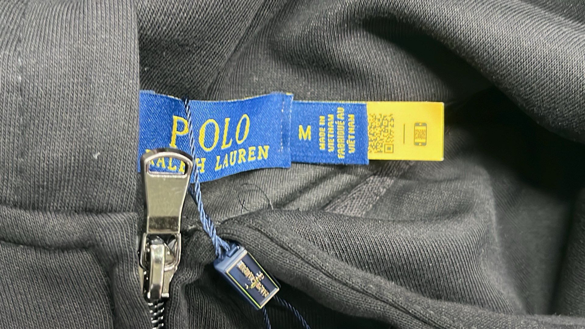 Black Full-Zip Hoodie with Pony Logo