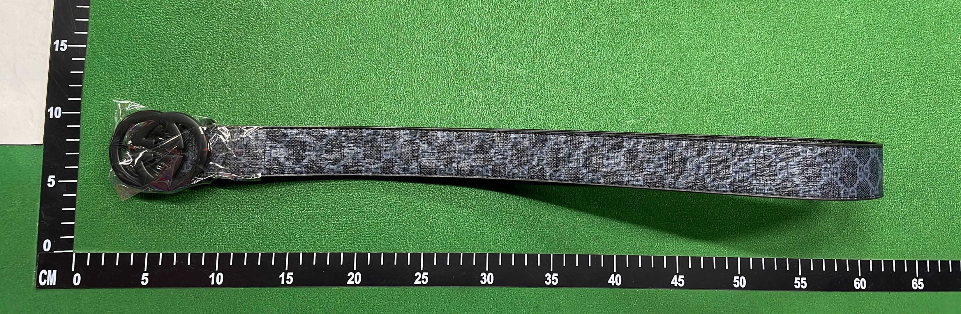 Black Leather Belt with Red and Green Stripe - Gucci G Buckle